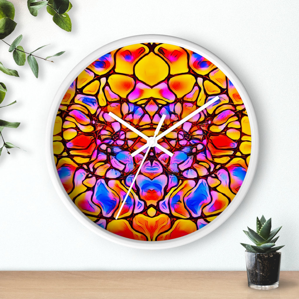 Stained Glass Kaleidoscope Wall Clock | Jewel Tone Abstract Home Decor | Silent Art Gift