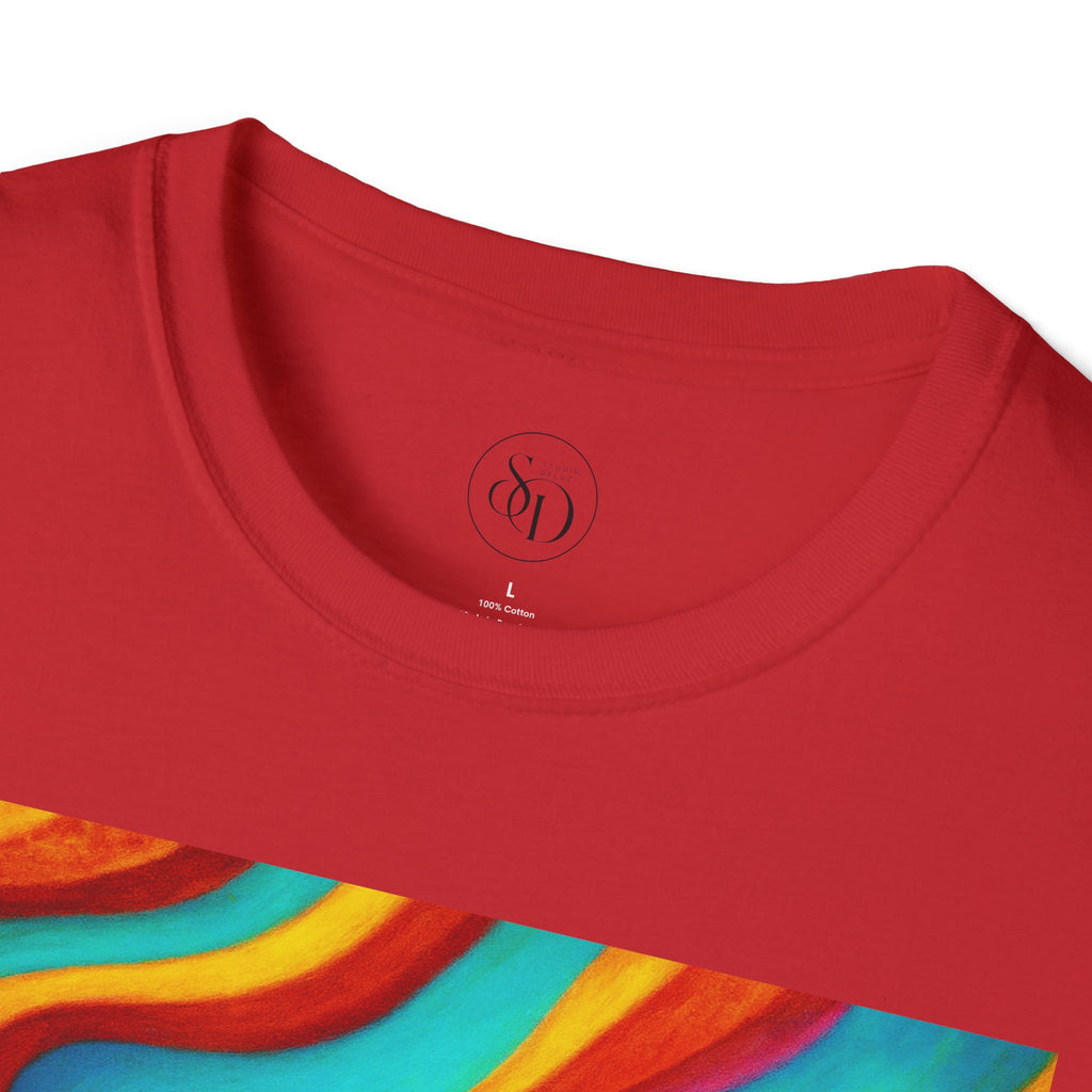 Psychedelic Rainbow Wave T-Shirt | Vibrant Neuro-Art Unisex Tee