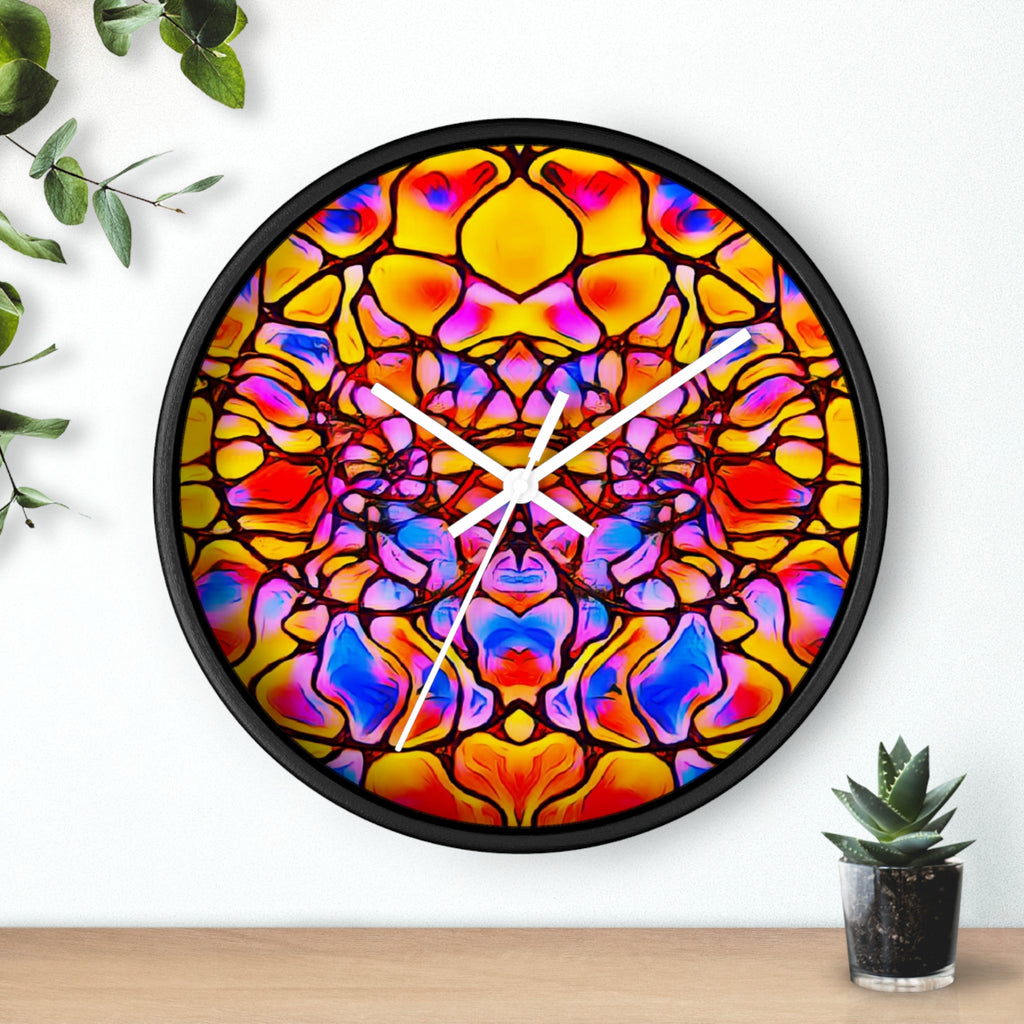 Stained Glass Kaleidoscope Wall Clock | Jewel Tone Abstract Home Decor | Silent Art Gift