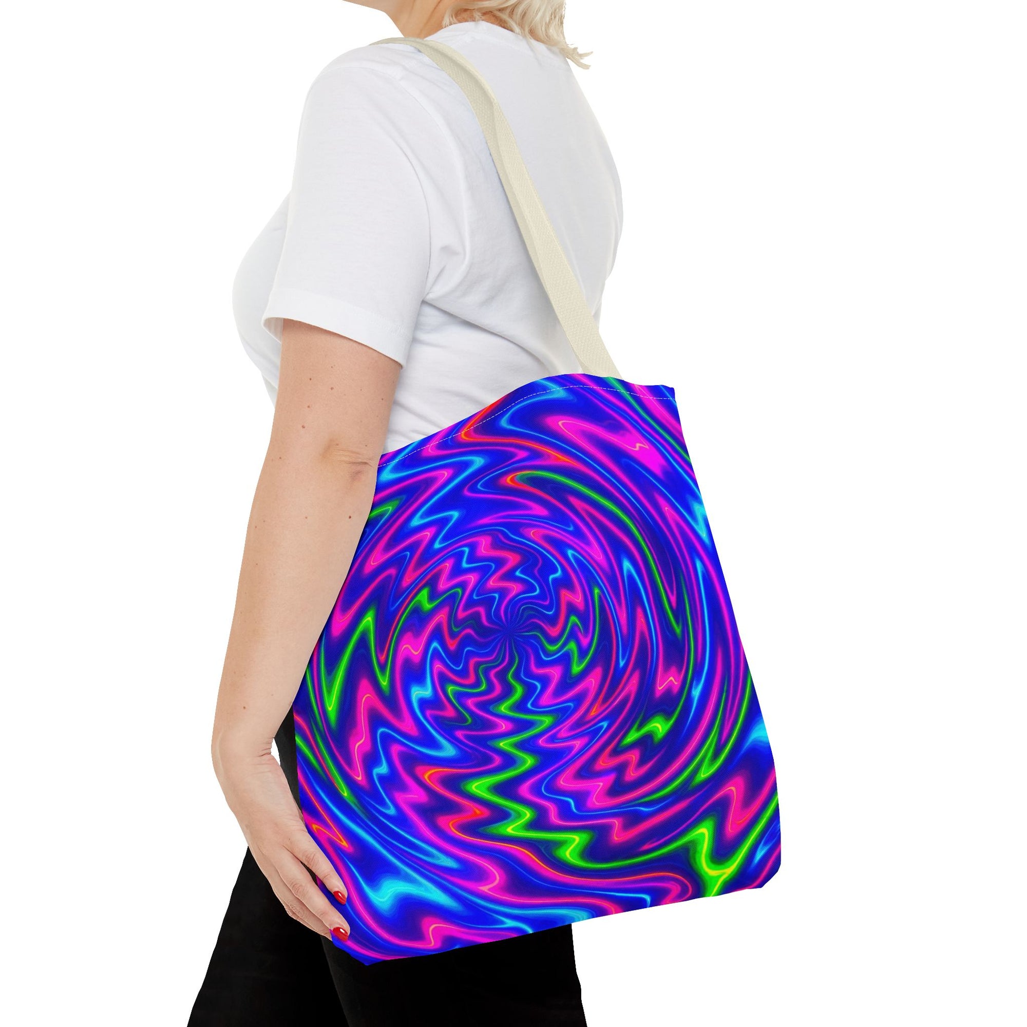 Vibrant Psychedelic Tote Bag, Boho Eco Shopping Bag, Colorful Gift Idea, Beach Bag, Art Bag, Festival Vibe