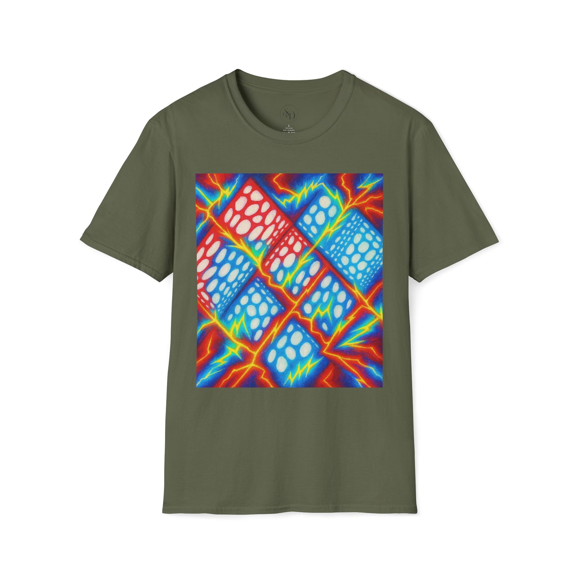 Geometric Neuro-Art T-Shirt | Bold Colorful Unisex Cotton Tee