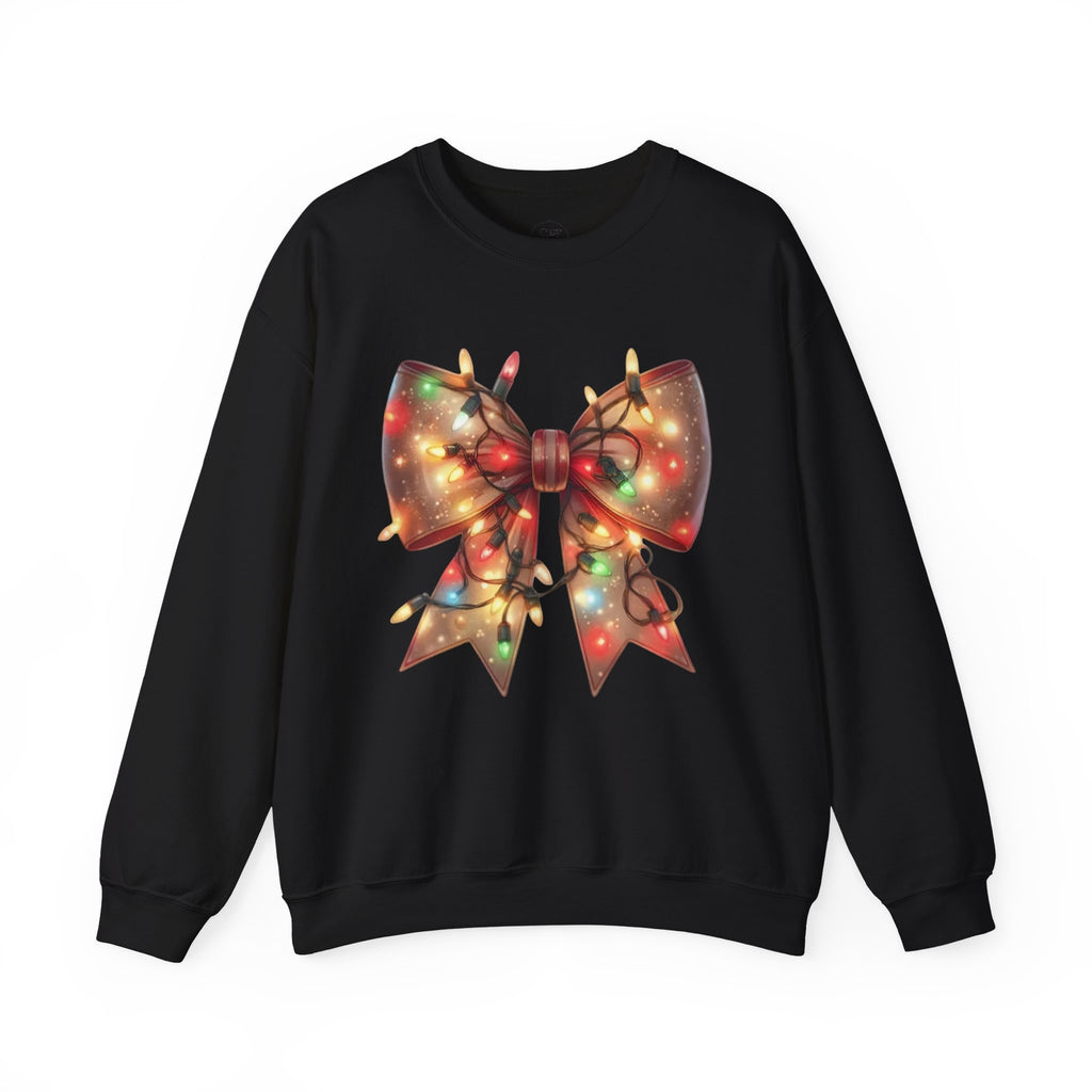 Christmas Bow Sweatshirt | Holiday Lights Crewneck