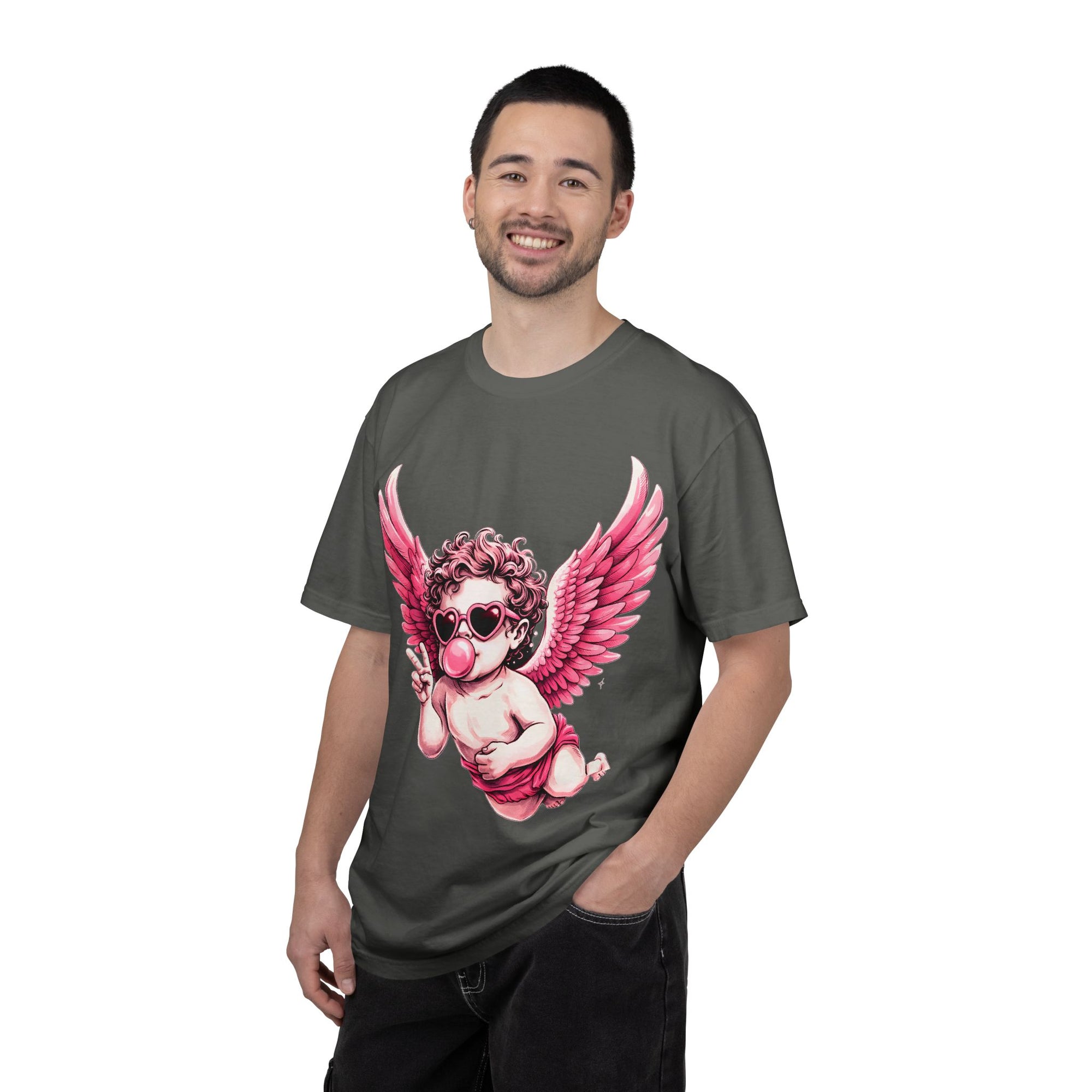 Pink Cherub Angel bubblegum sunglasses T-Shirt | Cupid winged baby graphic