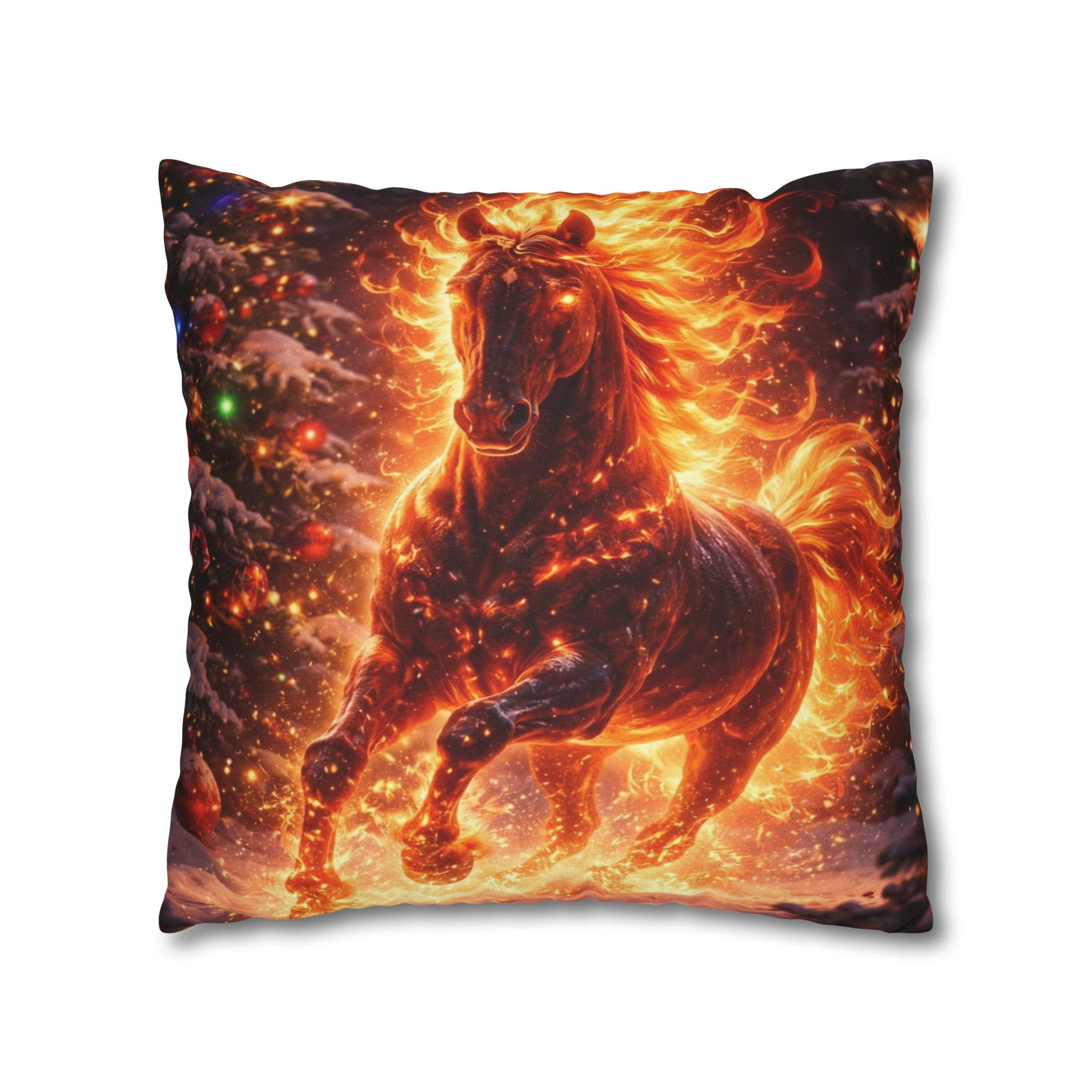Fire Horse Throw Pillow | Christmas Decorative Cushion