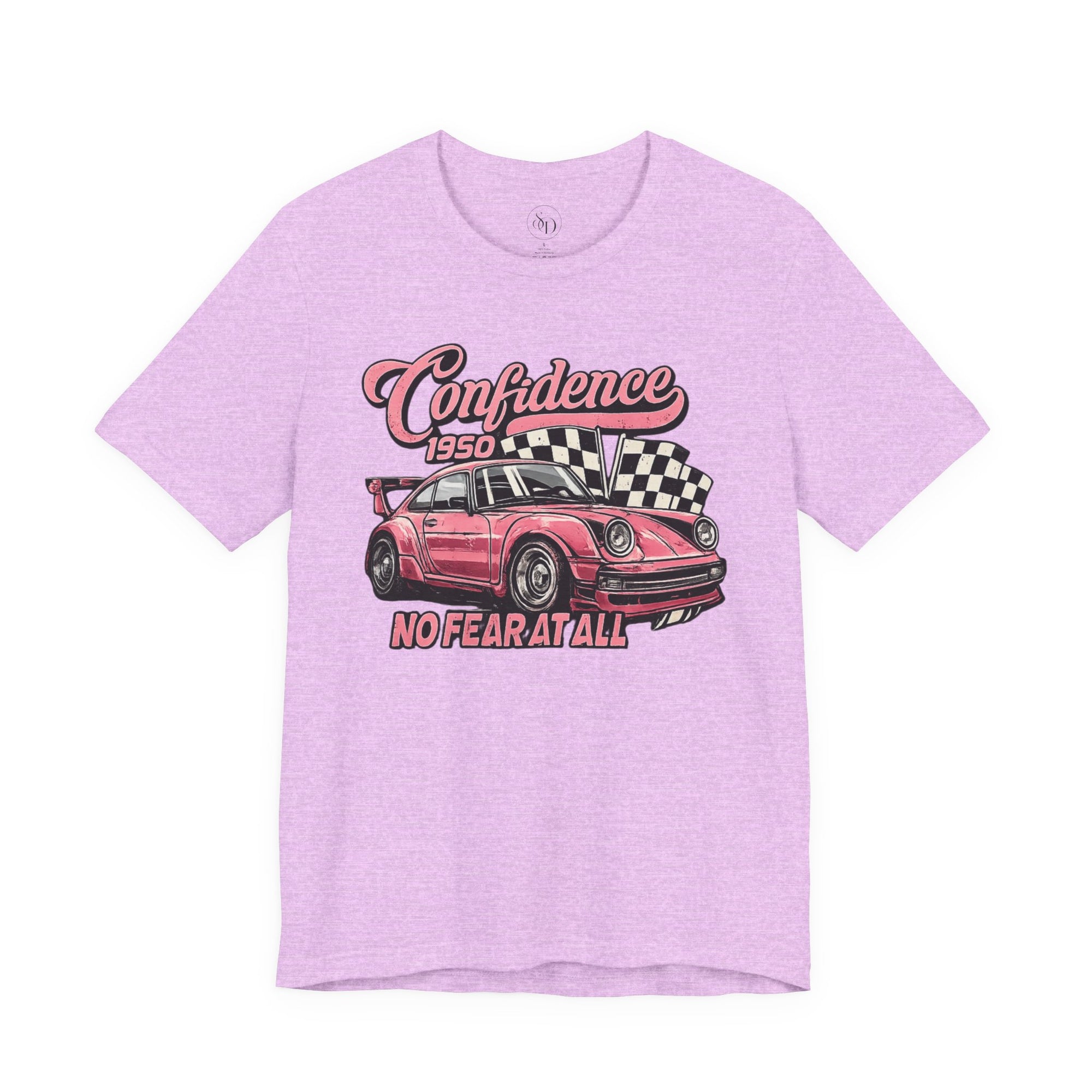 Vintage Pink Porsche 1950 Racing Tee | Confidence No Fear At All