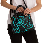 Neon Teal Abstract Handbag | Cyber Aesthetic Statement Shoulder Bag
