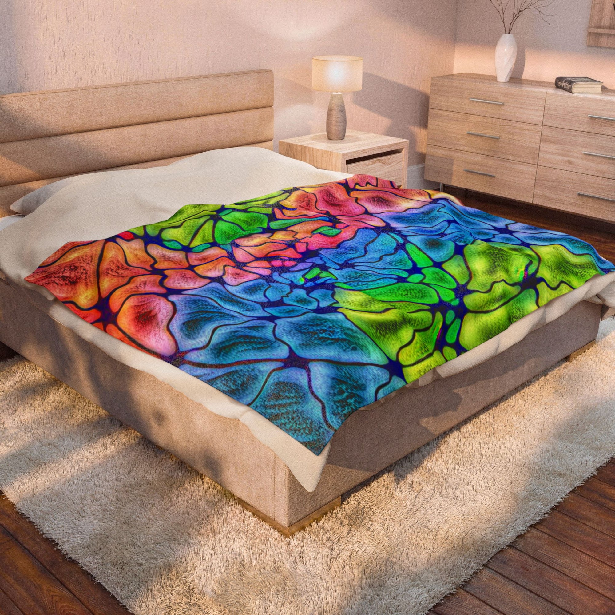 Tie-Dye Plush Blanket | Colorful Velveteen Throw | Cozy Home Decor
