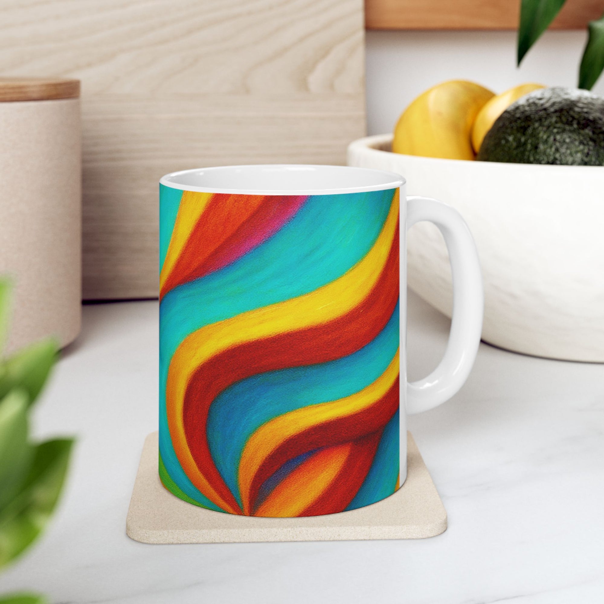 Retro Swirl Mug | Colorful Ceramic Coffee Cup | Modern Art Gift