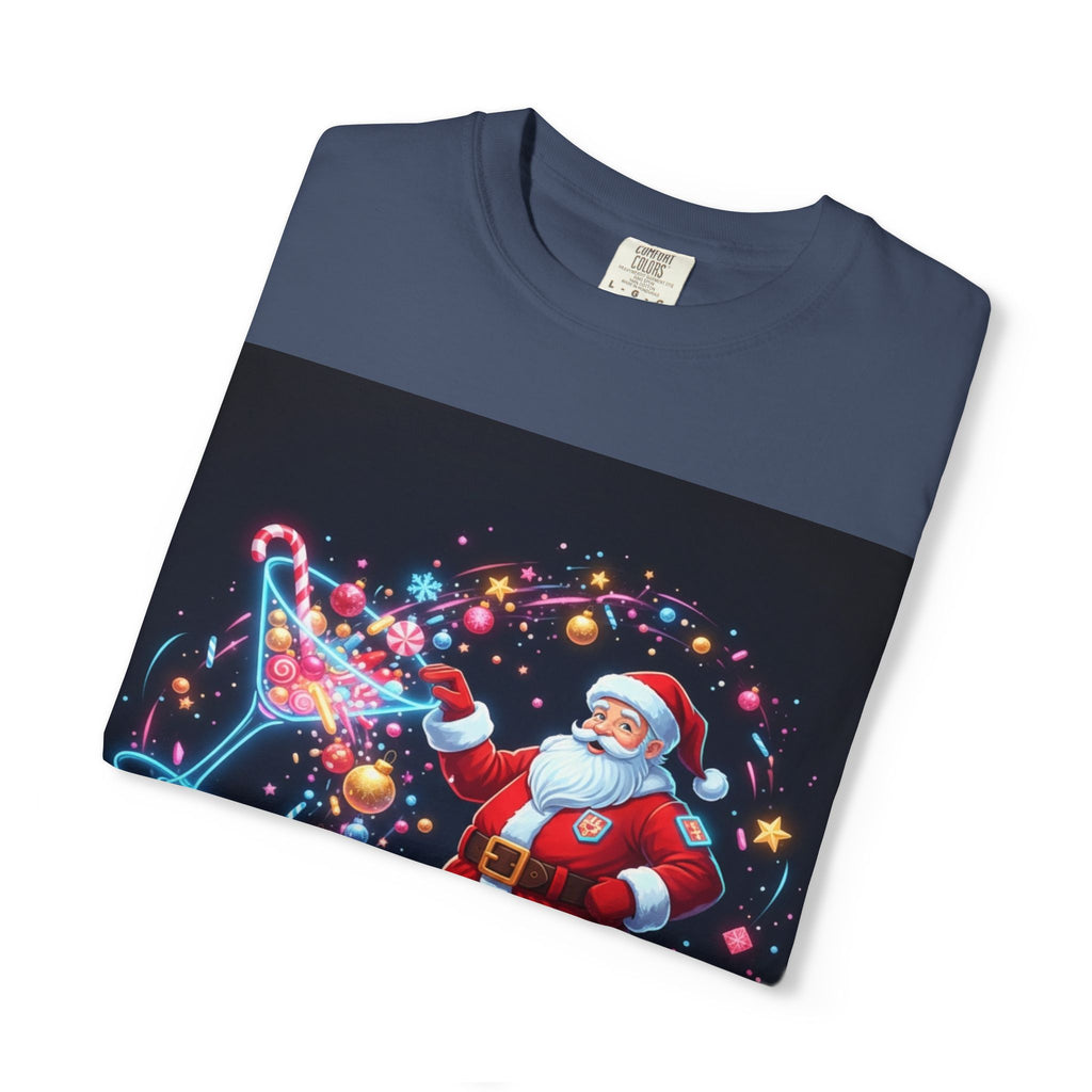 Santa Wizard Illustration T-Shirt | Neon Magical Christmas Tee