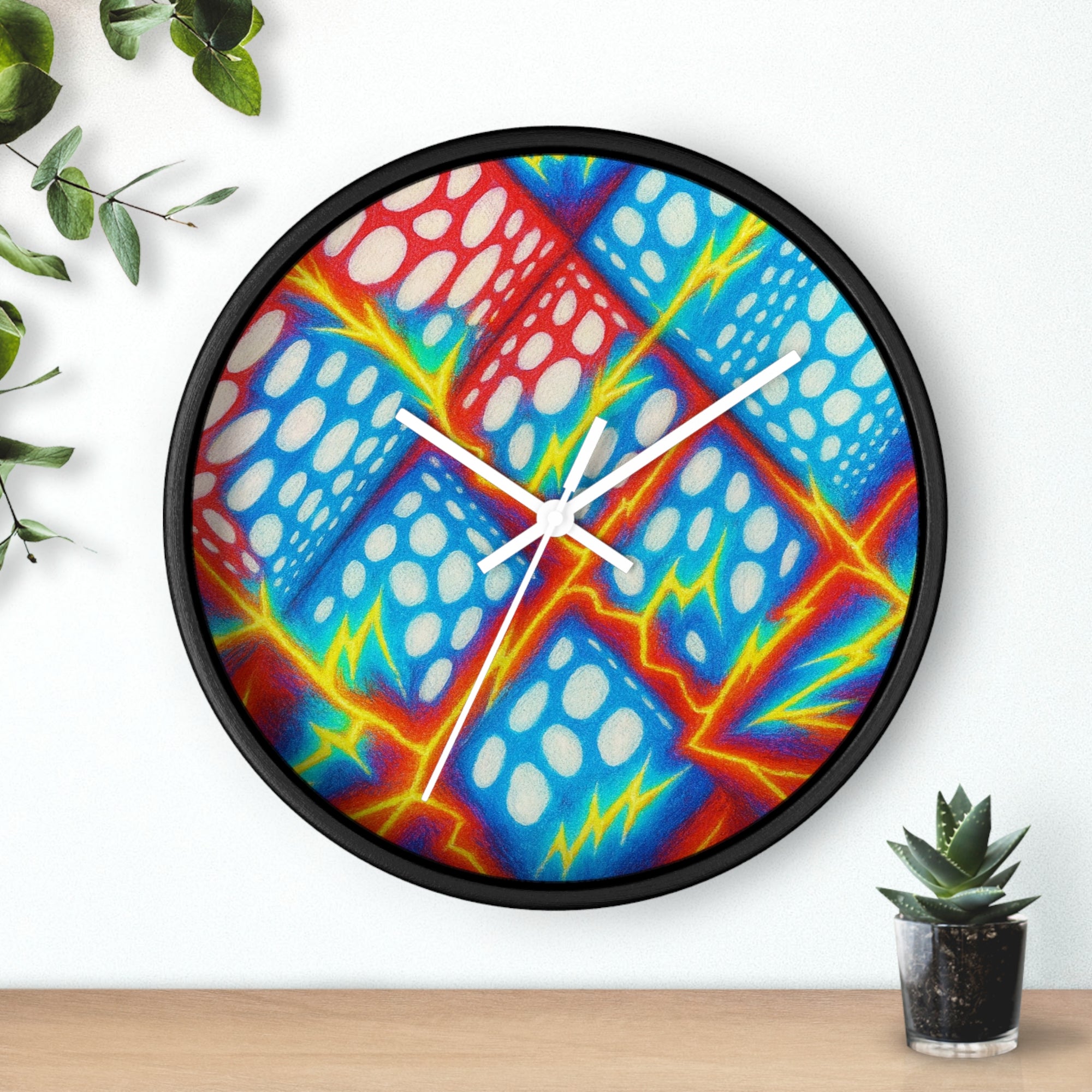Geometric Cubes Abstract Wall Clock | Primary Color Pop Art Decor | Silent Unique Gift