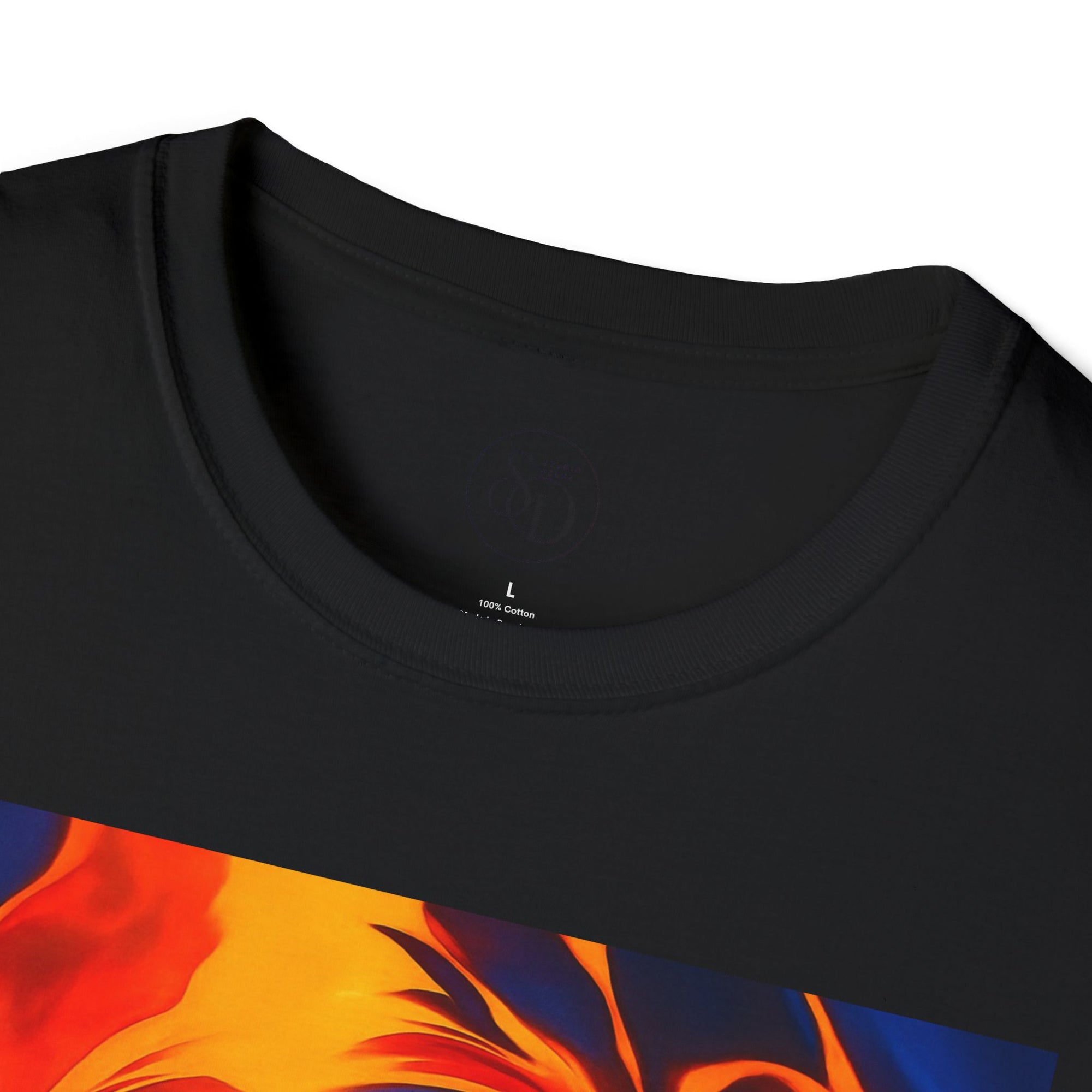 Fiery Vortex Abstract Unisex Tee | Vibrant Lava Swirl Graphic Shirt | Modern Art Apparel