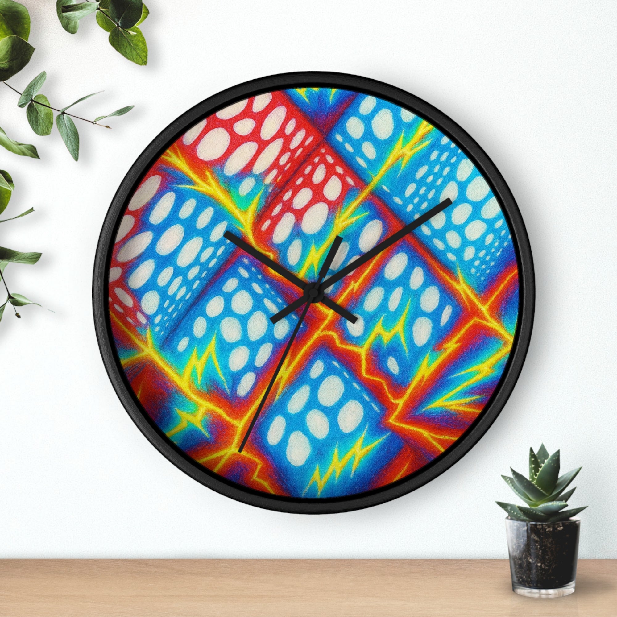 Geometric Cubes Abstract Wall Clock | Primary Color Pop Art Decor | Silent Unique Gift