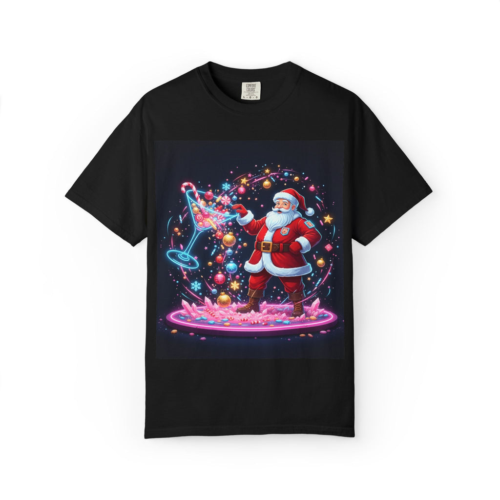 Santa Wizard Illustration T-Shirt | Neon Magical Christmas Tee