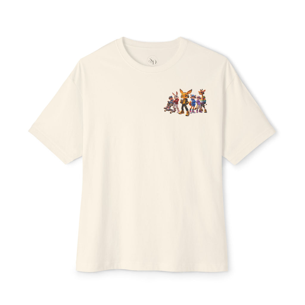 Anthropomorphic Street Crew Tee — Cartoon Fox & Friends Graphic T‑Shirt