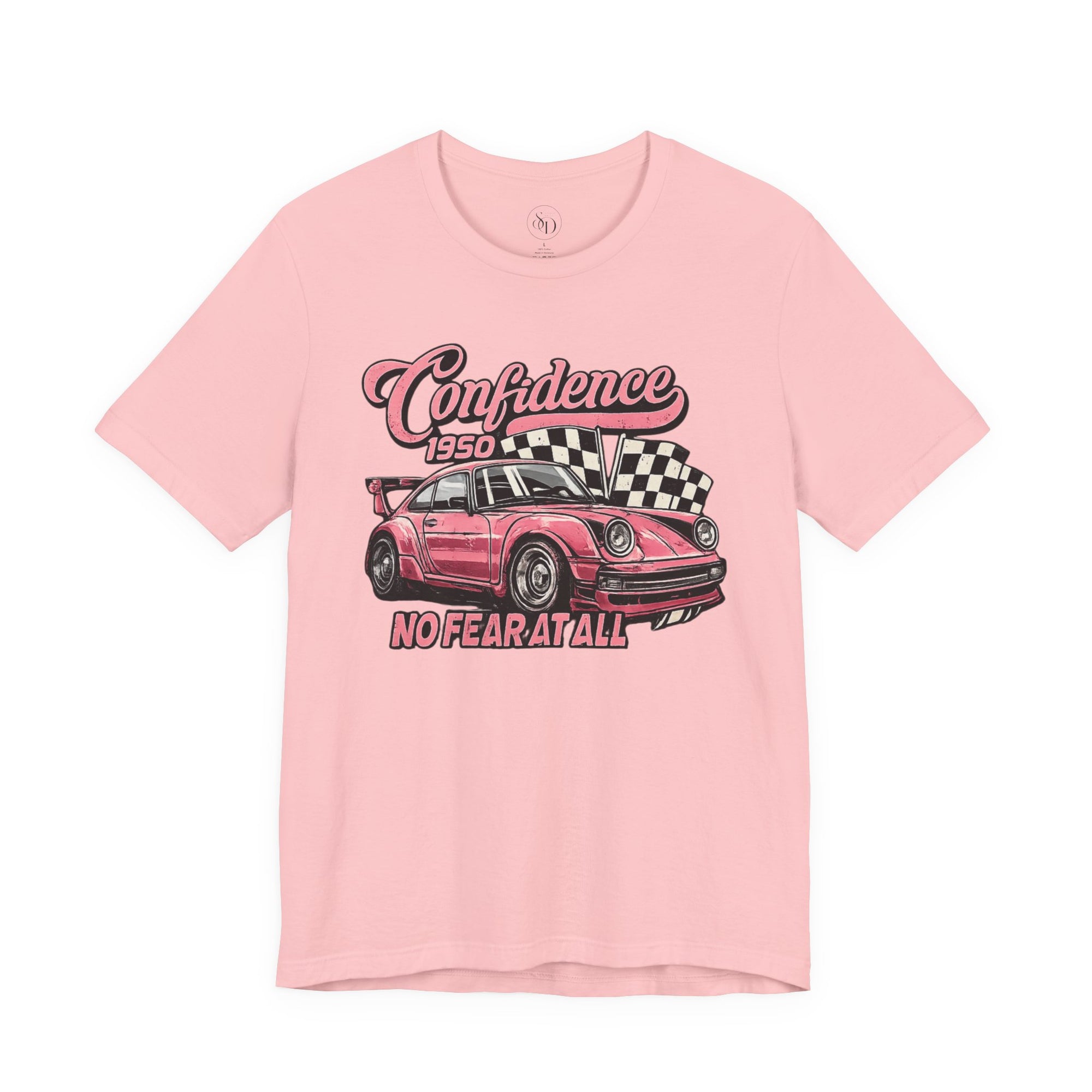 Vintage Pink Porsche 1950 Racing Tee | Confidence No Fear At All