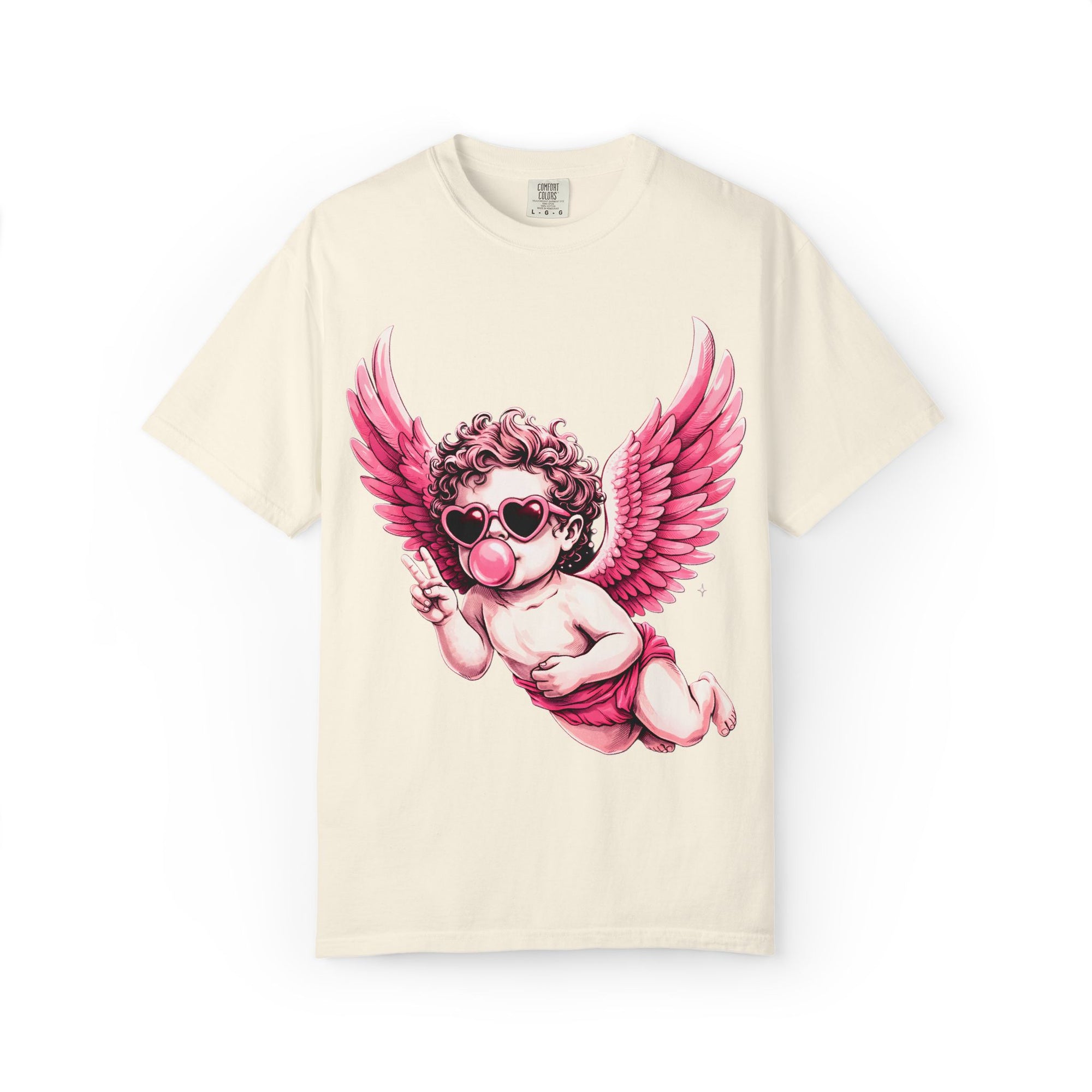 Pink Cherub Angel bubblegum sunglasses T-Shirt | Cupid winged baby graphic