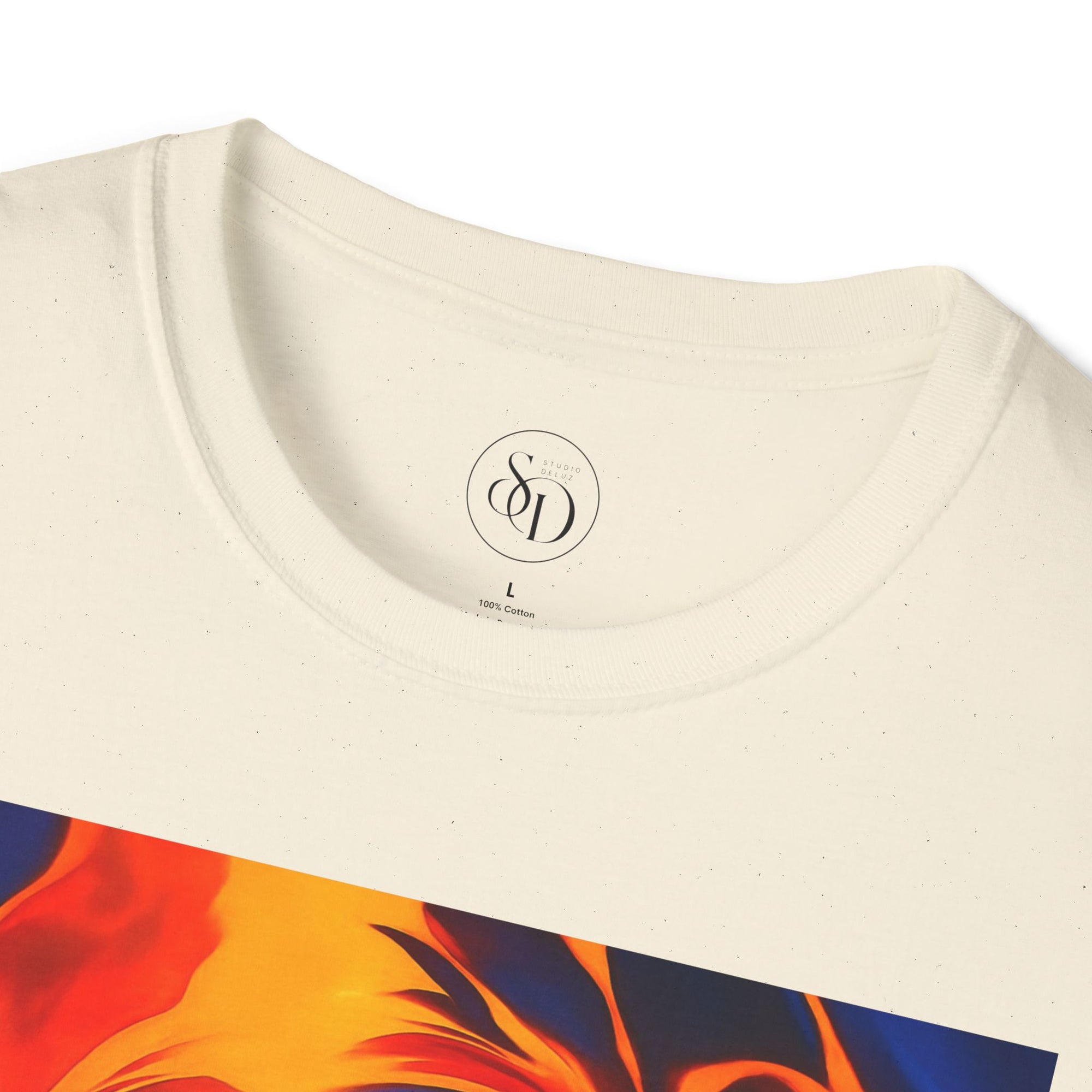 Fiery Vortex Abstract Unisex Tee | Vibrant Lava Swirl Graphic Shirt | Modern Art Apparel