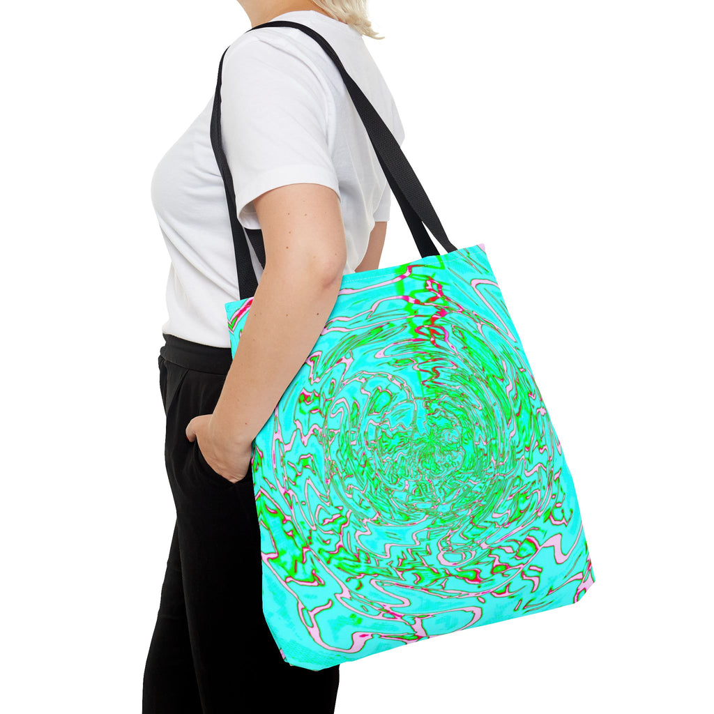 Ocean Swirl Tote Bag | Turquoise Abstract Beach Shopper
