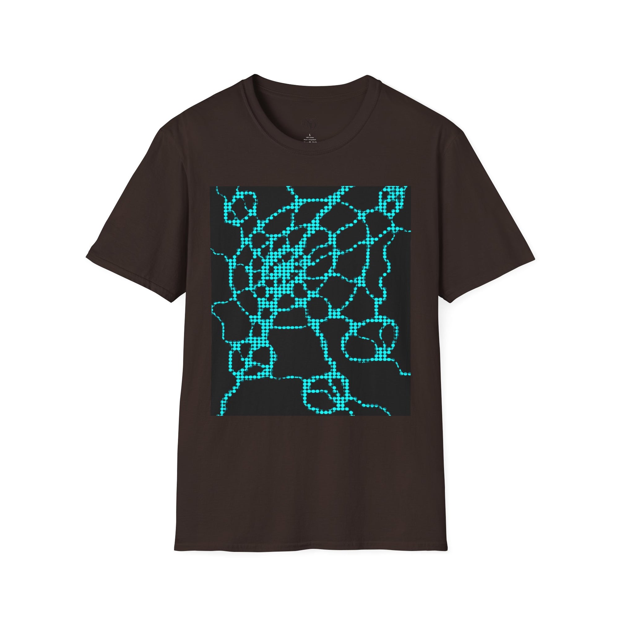 Neural Pattern T-Shirt | Black Turquoise Tech Aesthetic Tee