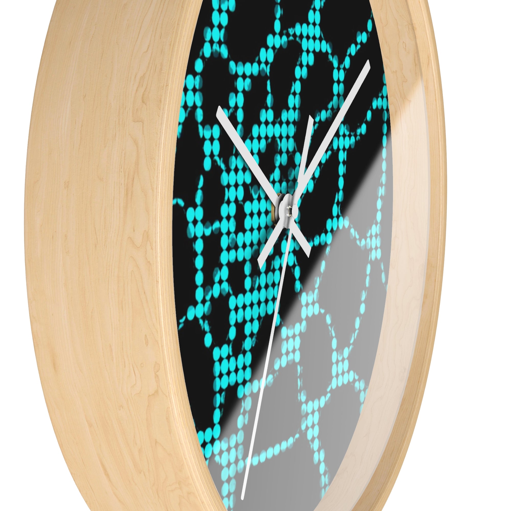 Abstract Digital Network Wall Clock | Turquoise Black Cyber Decor | Silent Unique Gift