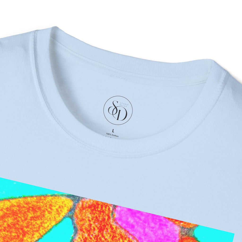 Organic Bloom Abstract Unisex Tee | Vibrant Pink & Orange Graphic Art Shirt