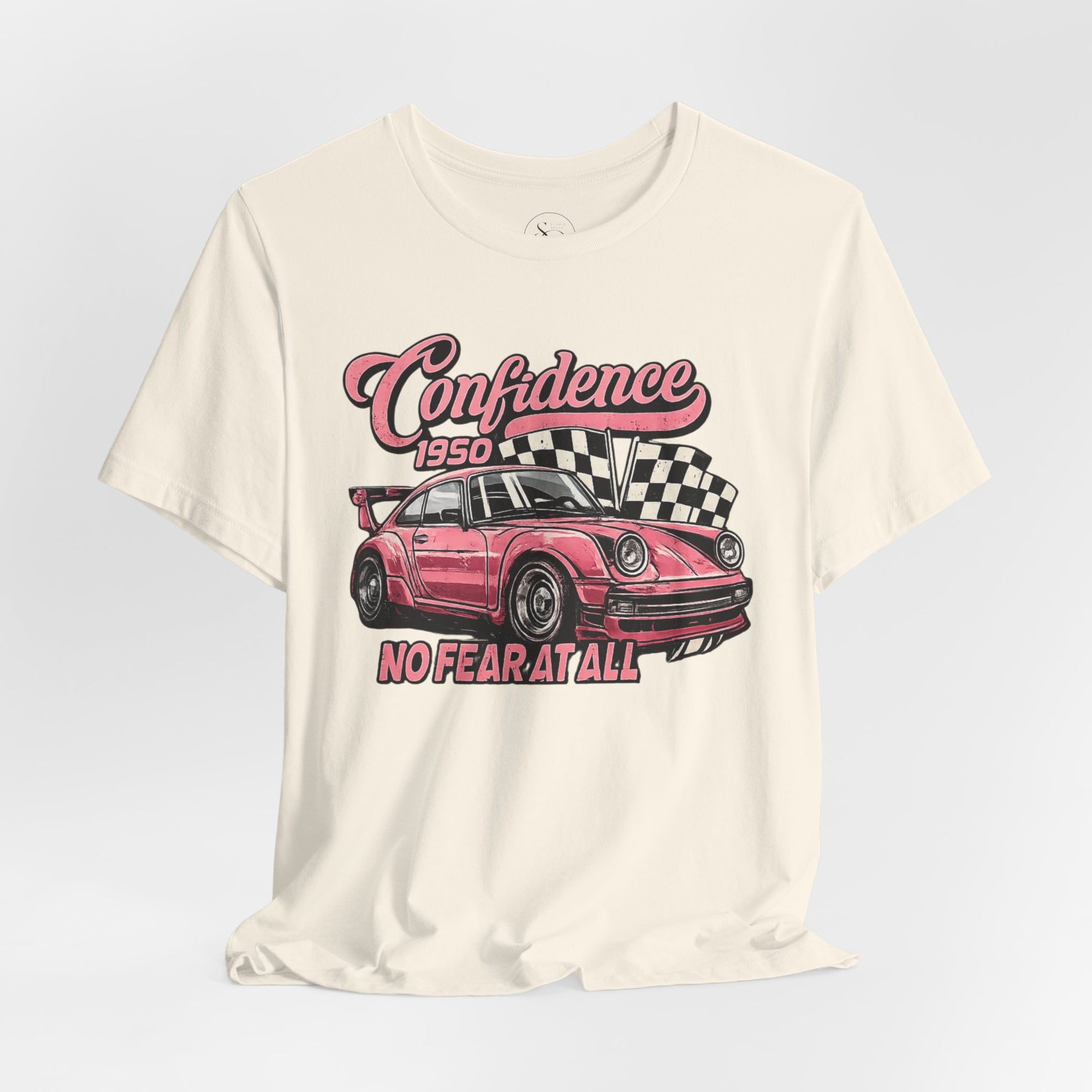 Vintage Pink Porsche 1950 Racing Tee | Confidence No Fear At All