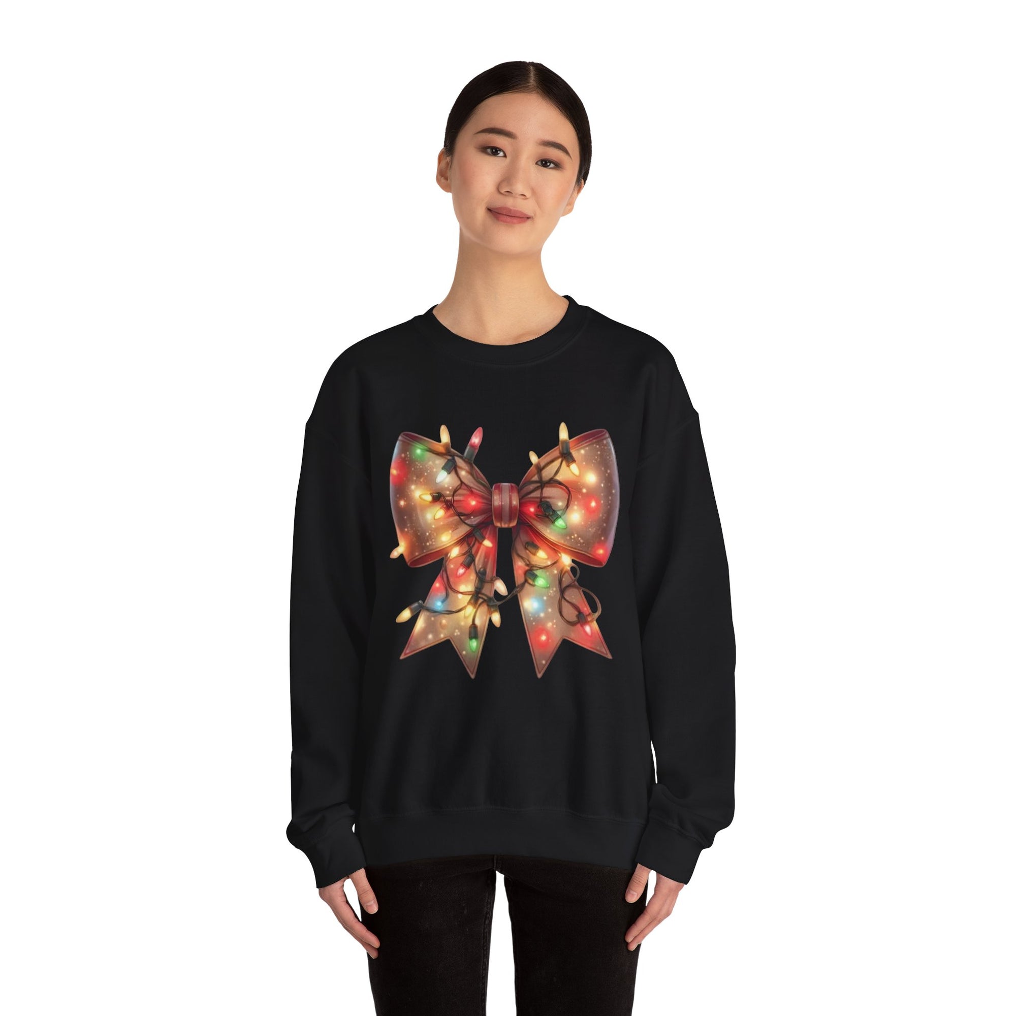 Christmas Bow Sweatshirt | Holiday Lights Crewneck