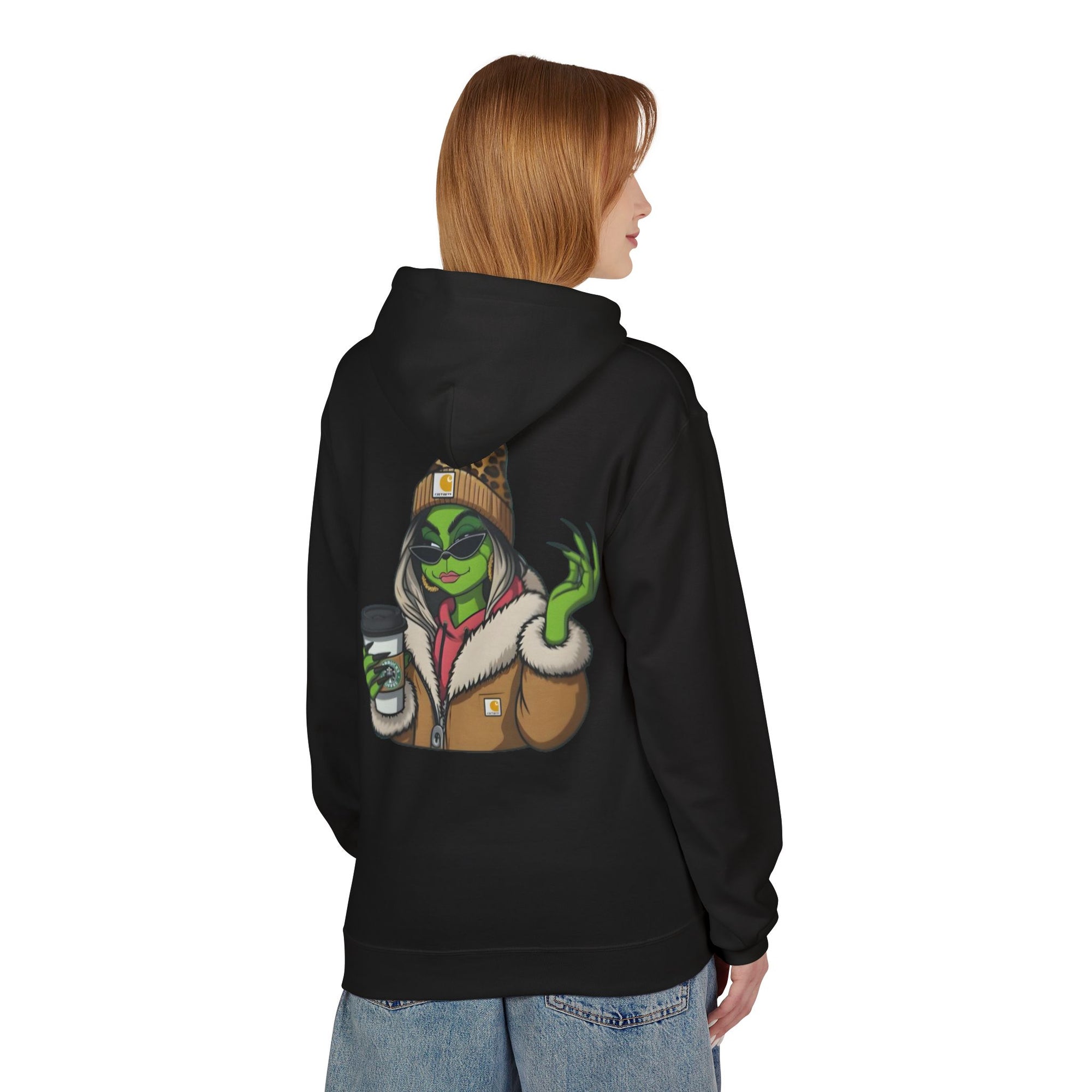 Sassy Grinch Girl Coffee Hoodie | Cozy Alien Winter Sweater | Funny Christmas Gift