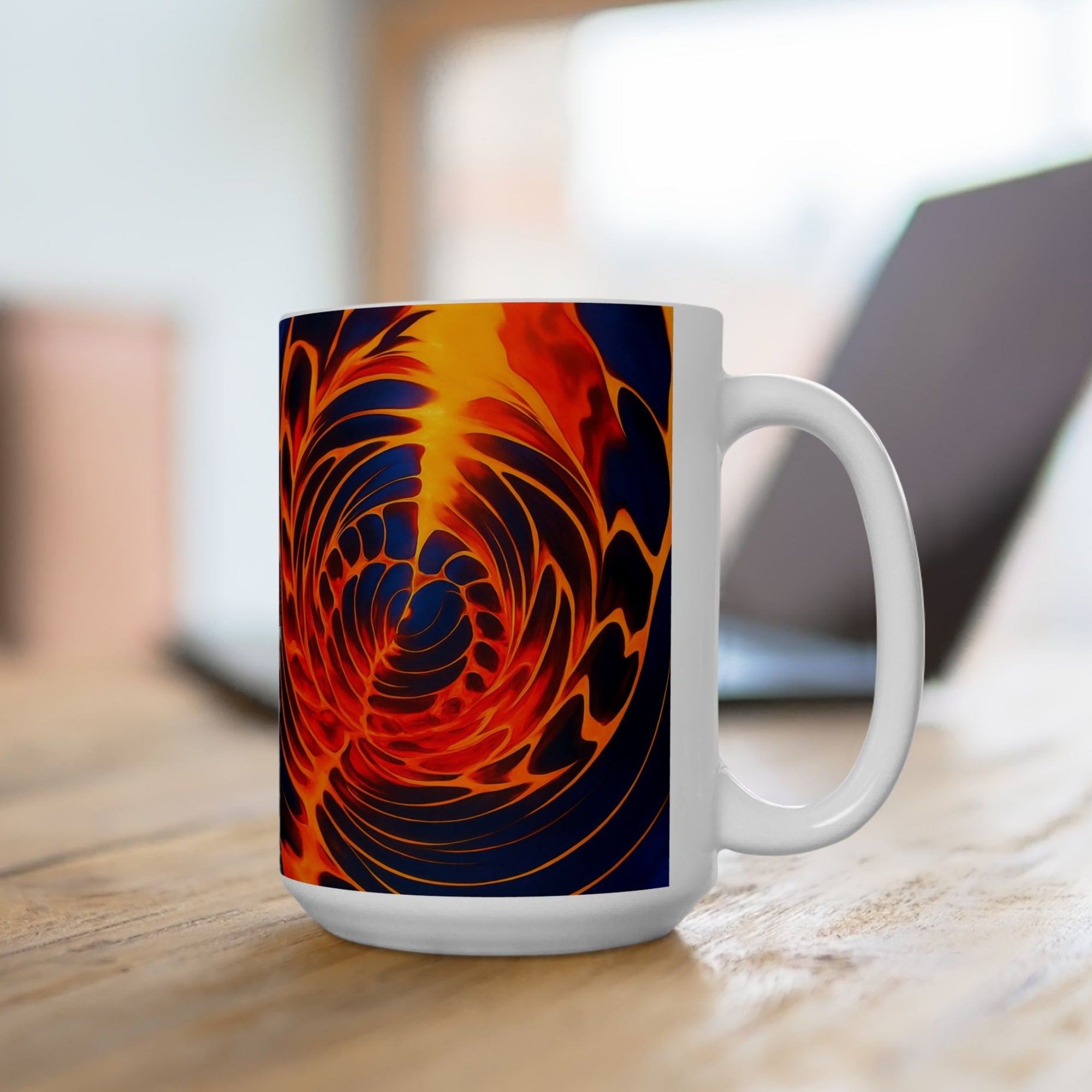 Fire Swirl Mug | Red Orange Abstract Coffee Cup | Bold Art Gift