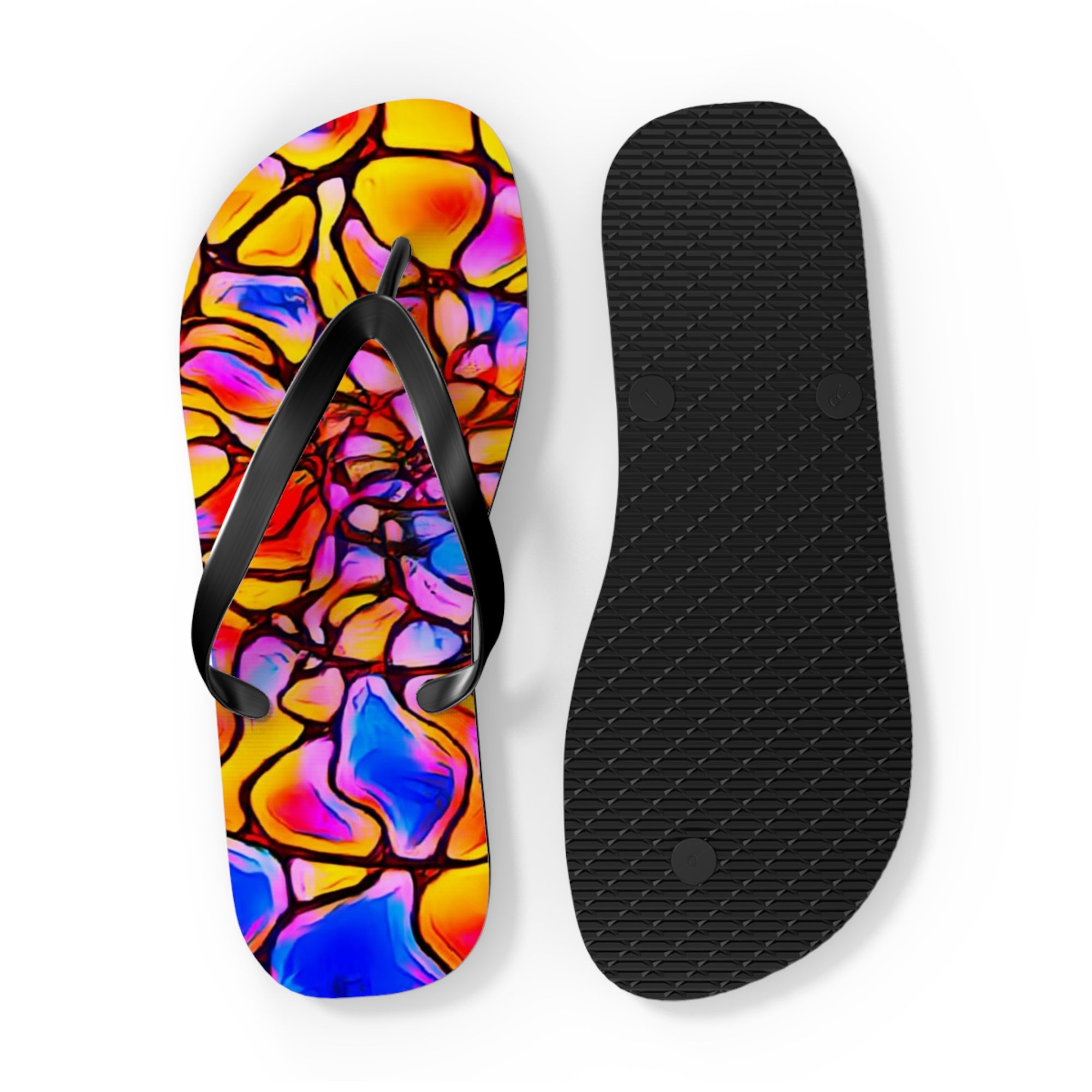 Vibrant Artistic Flip Flops | Colorful Summer Beach Sandals