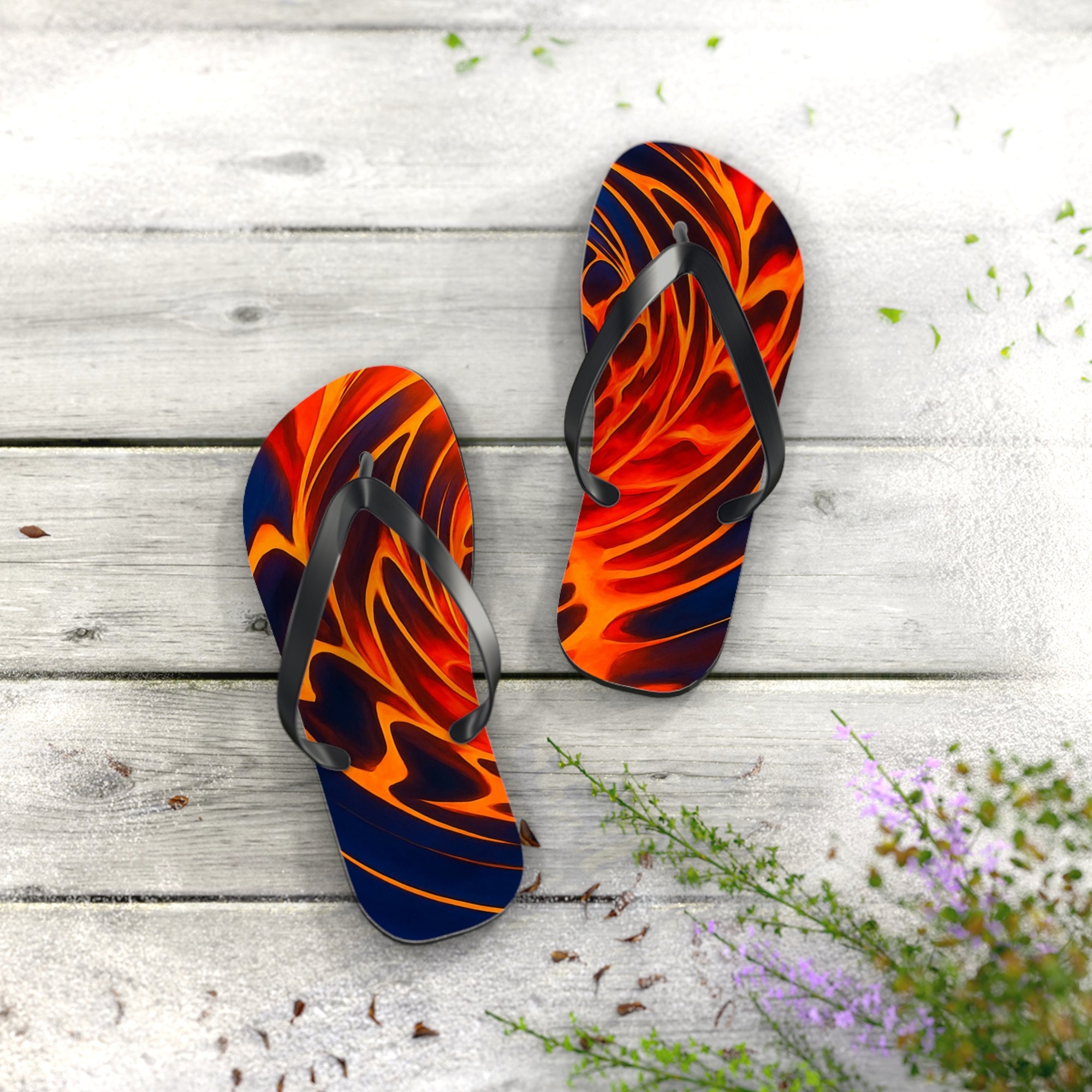 Vibrant Flame Flip Flops | Colorful Summer Beach Sandals