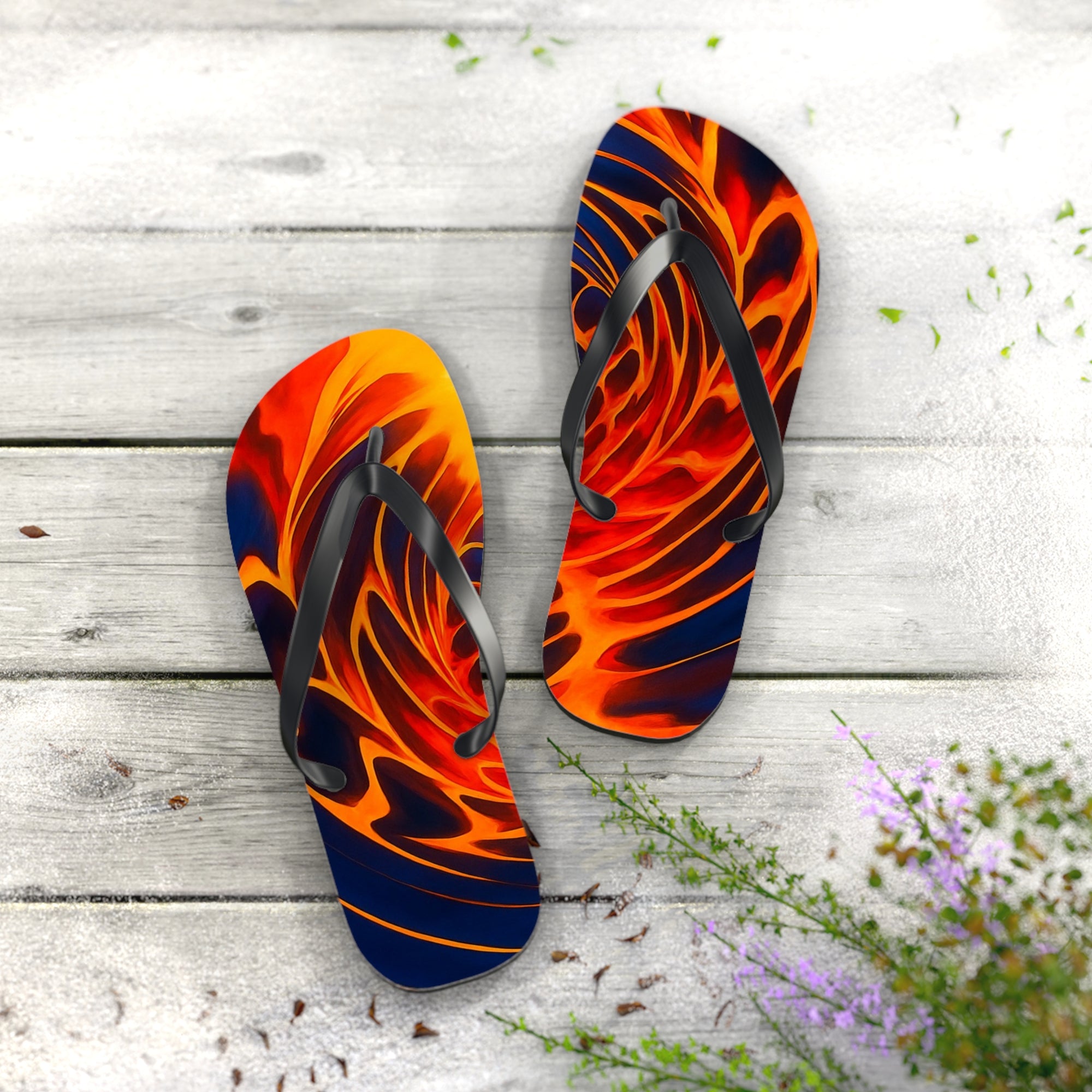 Vibrant Flame Flip Flops | Colorful Summer Beach Sandals