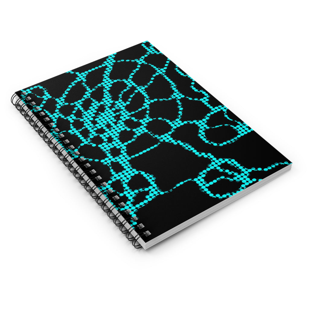Cyber Grid Abstract Spiral Notebook | Turquoise Digital Network Journal | Tech Style Stationery