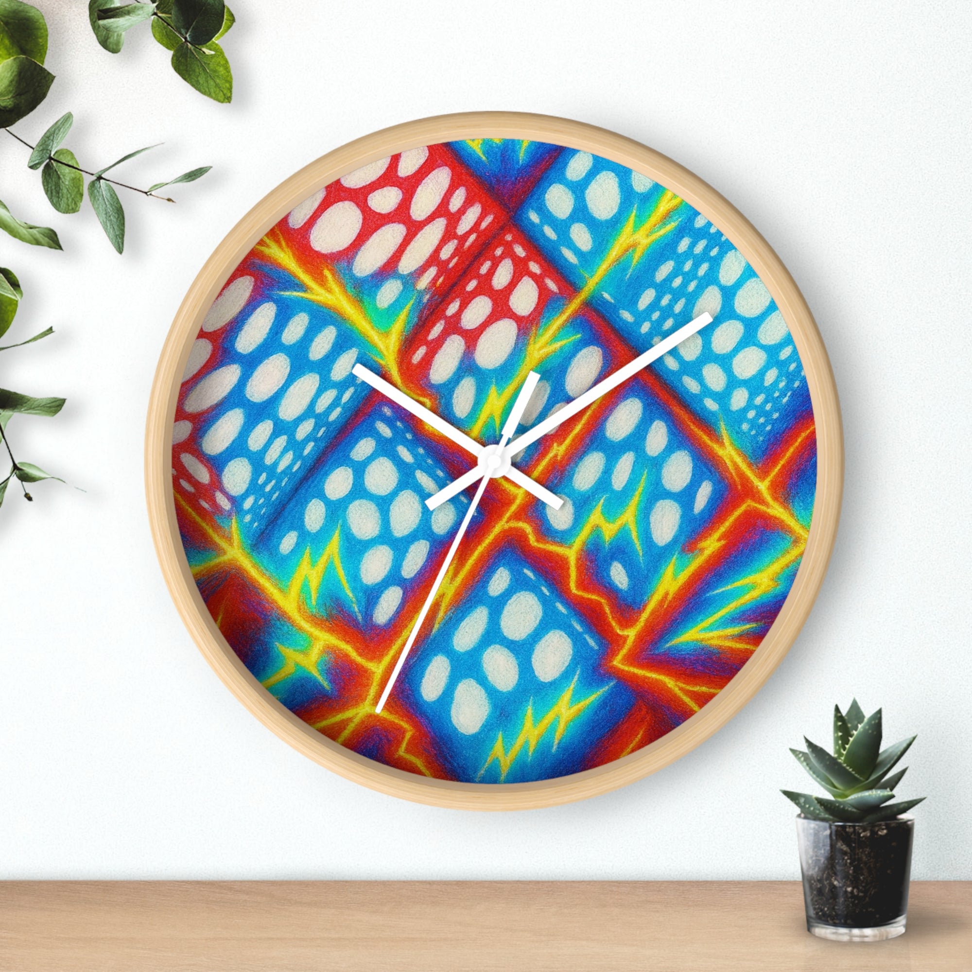 Geometric Cubes Abstract Wall Clock | Primary Color Pop Art Decor | Silent Unique Gift