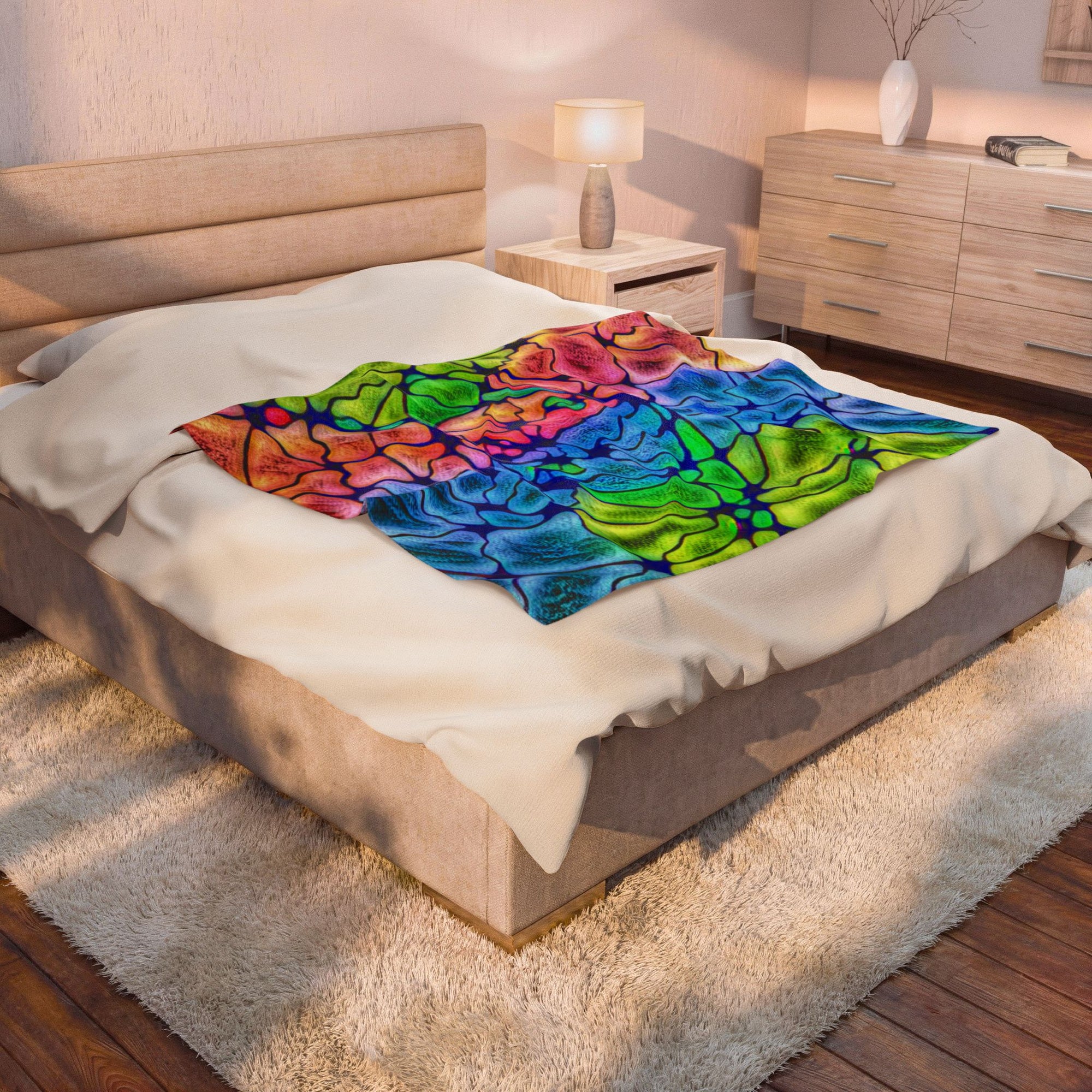 Tie-Dye Plush Blanket | Colorful Velveteen Throw | Cozy Home Decor