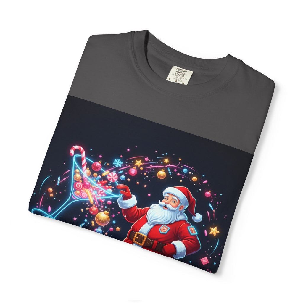 Santa Wizard Illustration T-Shirt | Neon Magical Christmas Tee
