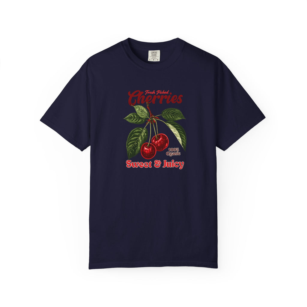 Cherry Vintage Tee — "Fresh Picked Cherries: Sweet & Juicy" Graphic T-Shirt