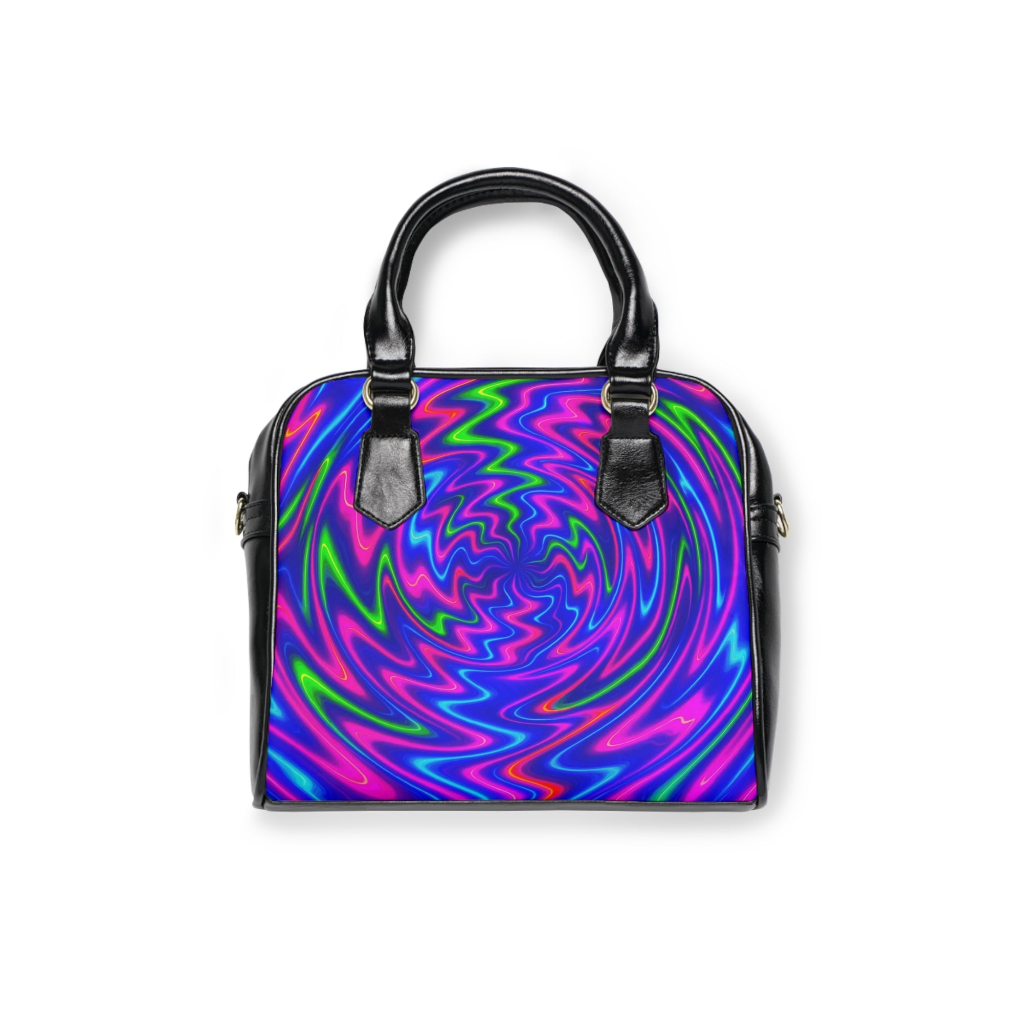 Neon Psychedelic Swirl Handbag | Colorful Statement Shoulder Bag