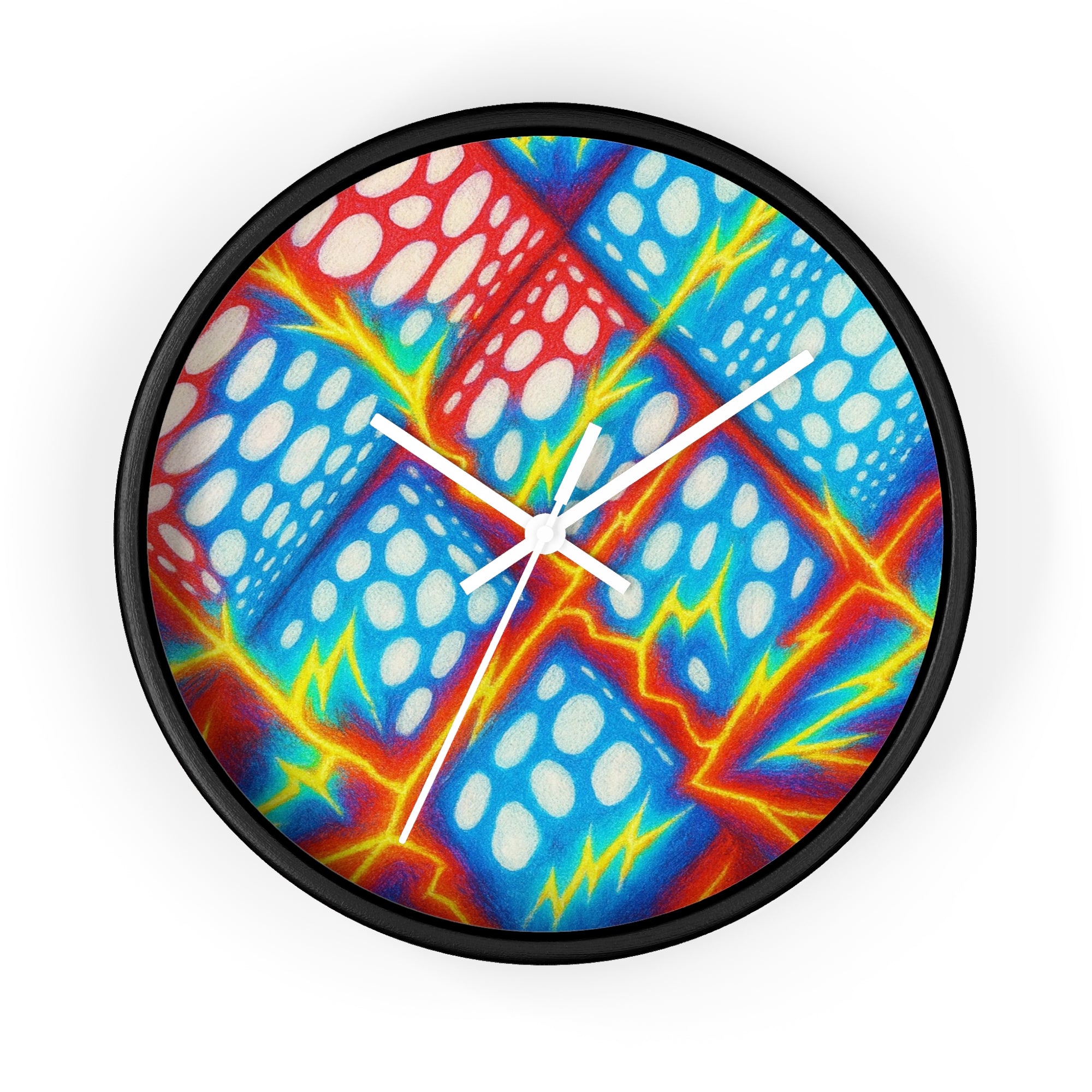 Geometric Cubes Abstract Wall Clock | Primary Color Pop Art Decor | Silent Unique Gift