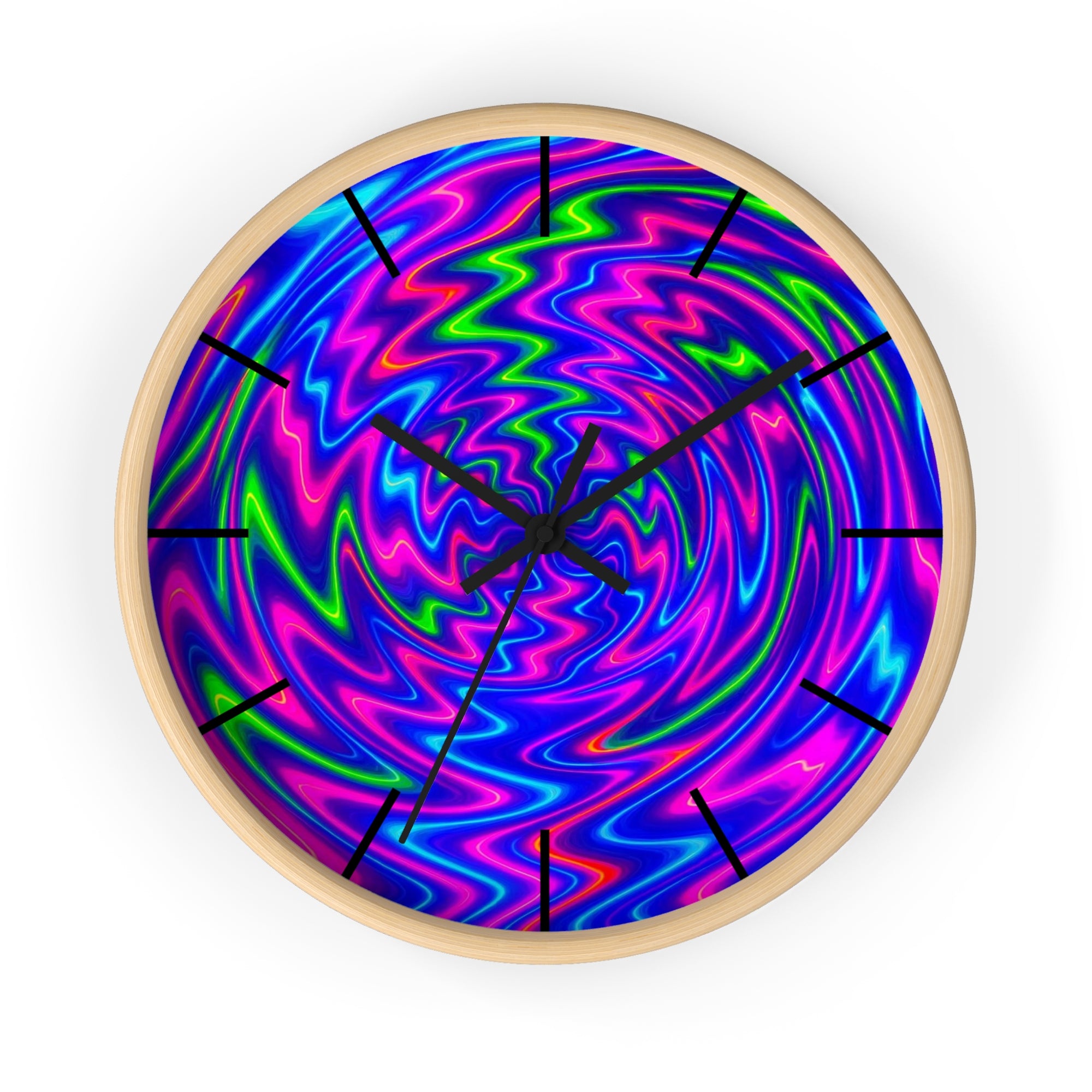Psychedelic Abstract Wall Clock | Vibrant Neon Swirl Home Decor | Unique Trippy Gift