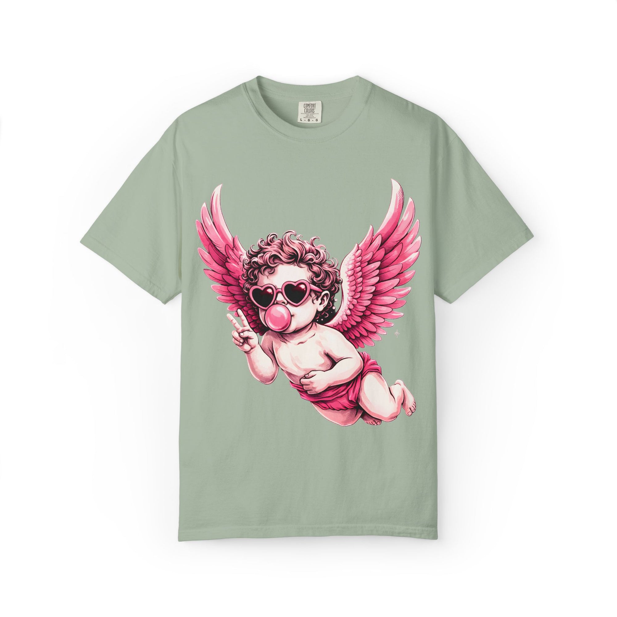 Pink Cherub Angel bubblegum sunglasses T-Shirt | Cupid winged baby graphic