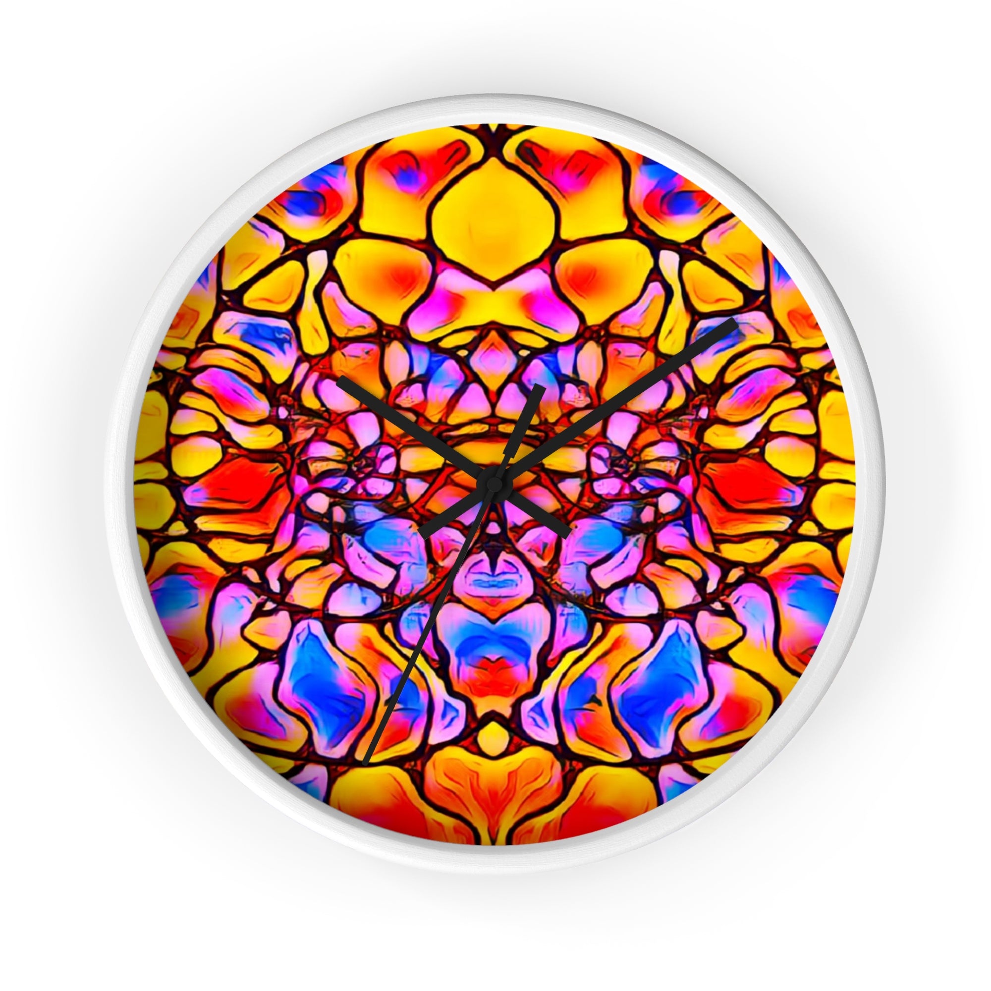 Stained Glass Kaleidoscope Wall Clock | Jewel Tone Abstract Home Decor | Silent Art Gift