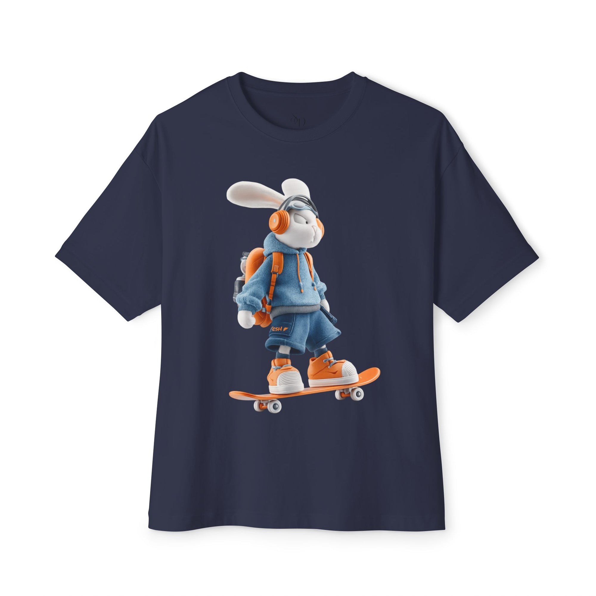 Oversized | Skateboarding Bunny Character Tee | Skateboard Cartoon T-Shirt