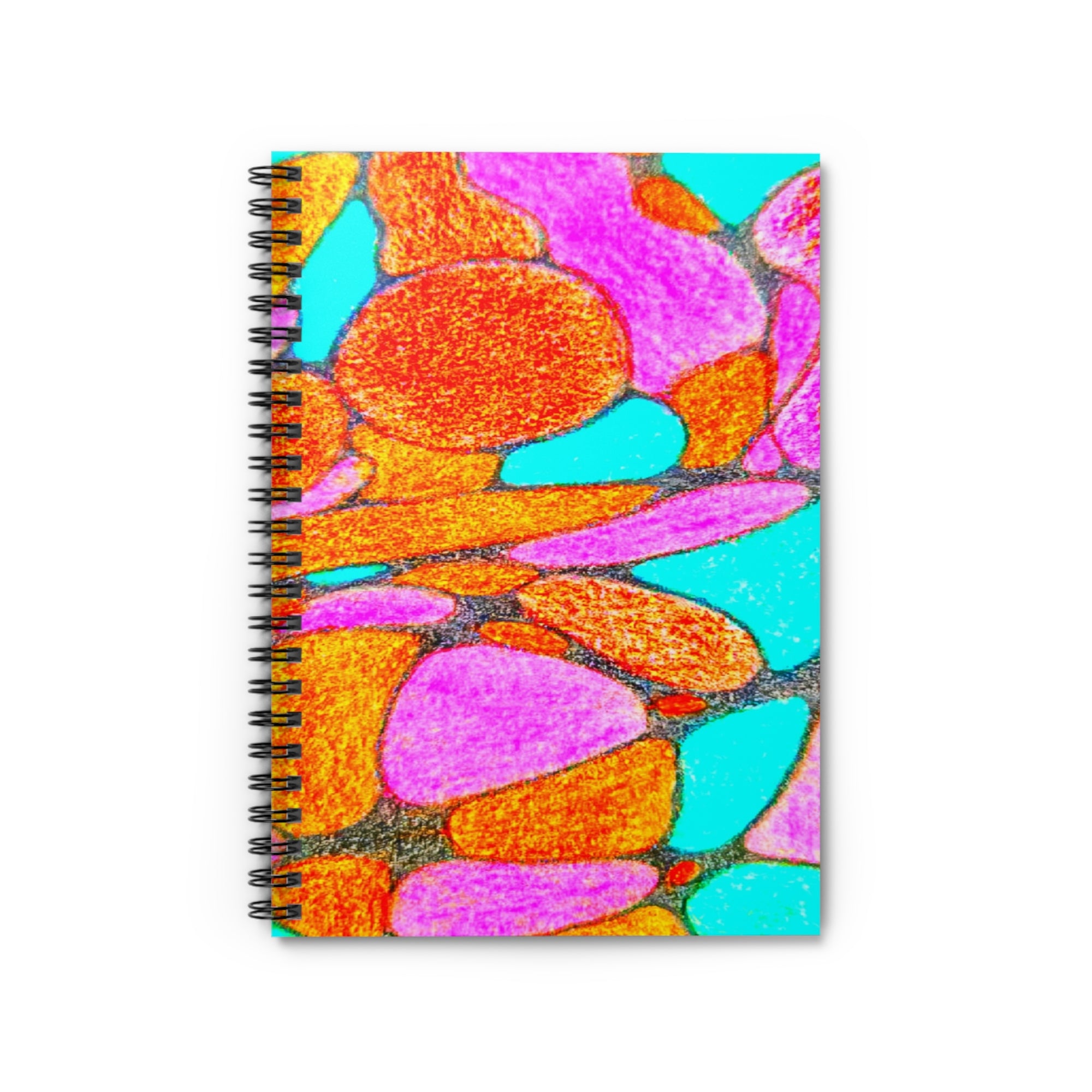 Organic Cells Abstract Spiral Notebook | Vibrant Coral Pattern Journal | Colorful Artistic Stationery