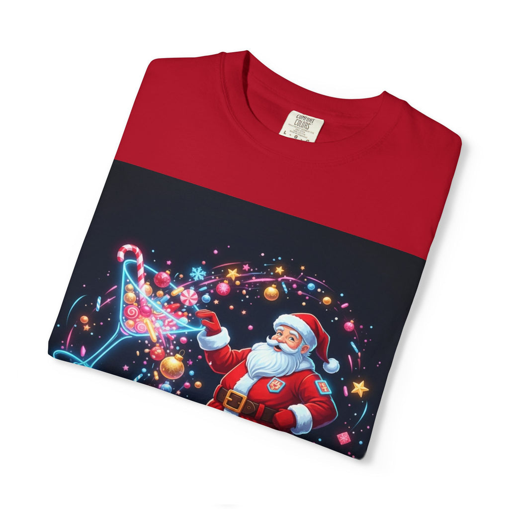 Santa Wizard Illustration T-Shirt | Neon Magical Christmas Tee