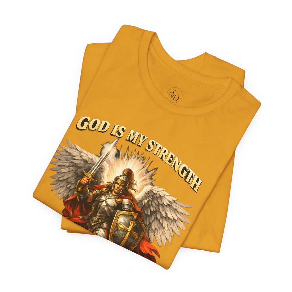 Christian T-Shirt | Cotton Warrior Angel | God Is My Strength & Protection