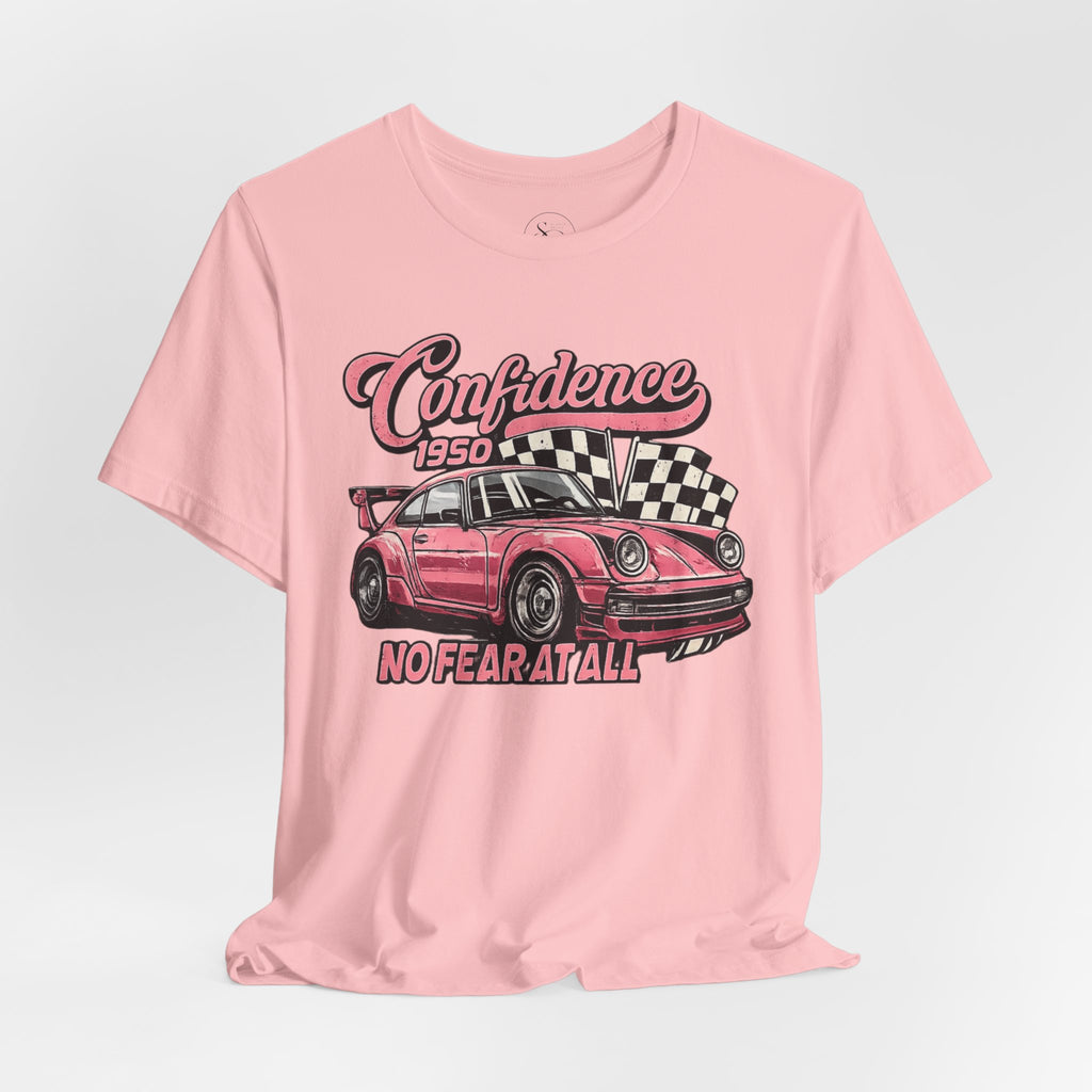 Vintage Pink Porsche 1950 Racing Tee | Confidence No Fear At All