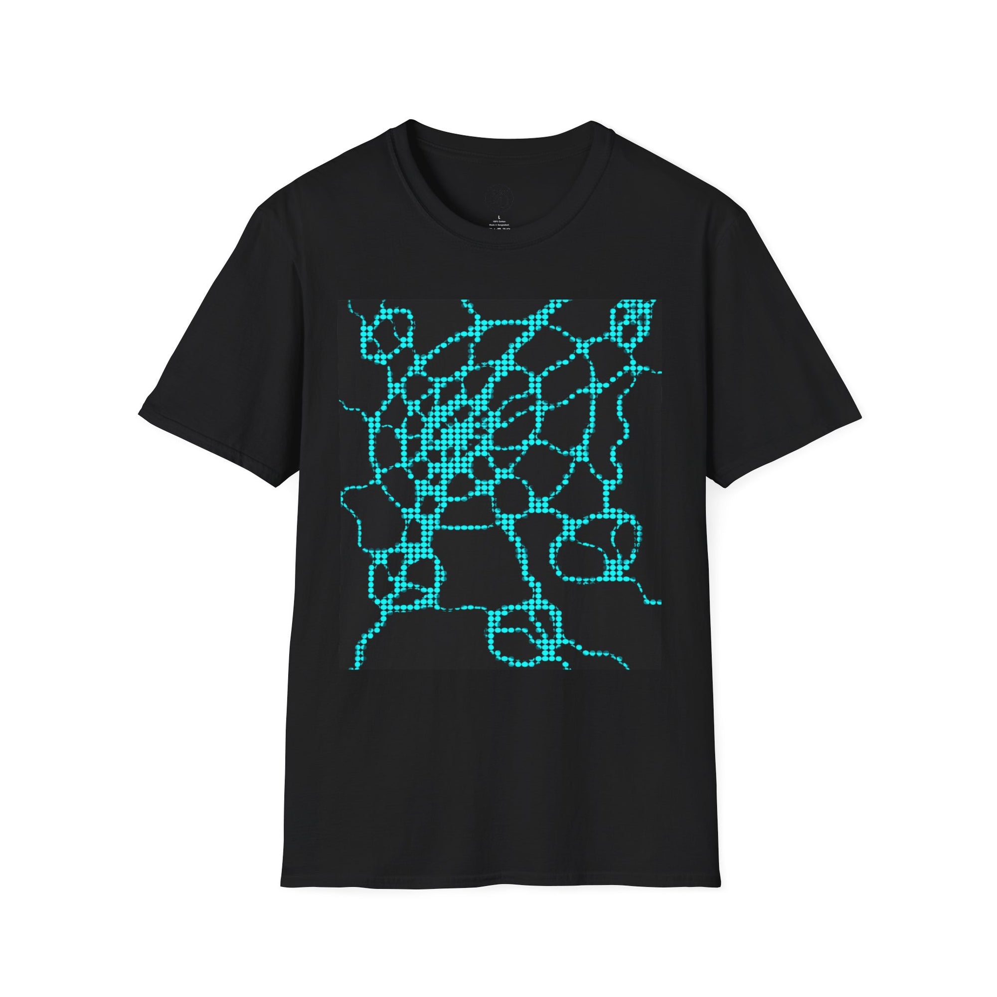 Neural Pattern T-Shirt | Black Turquoise Tech Aesthetic Tee