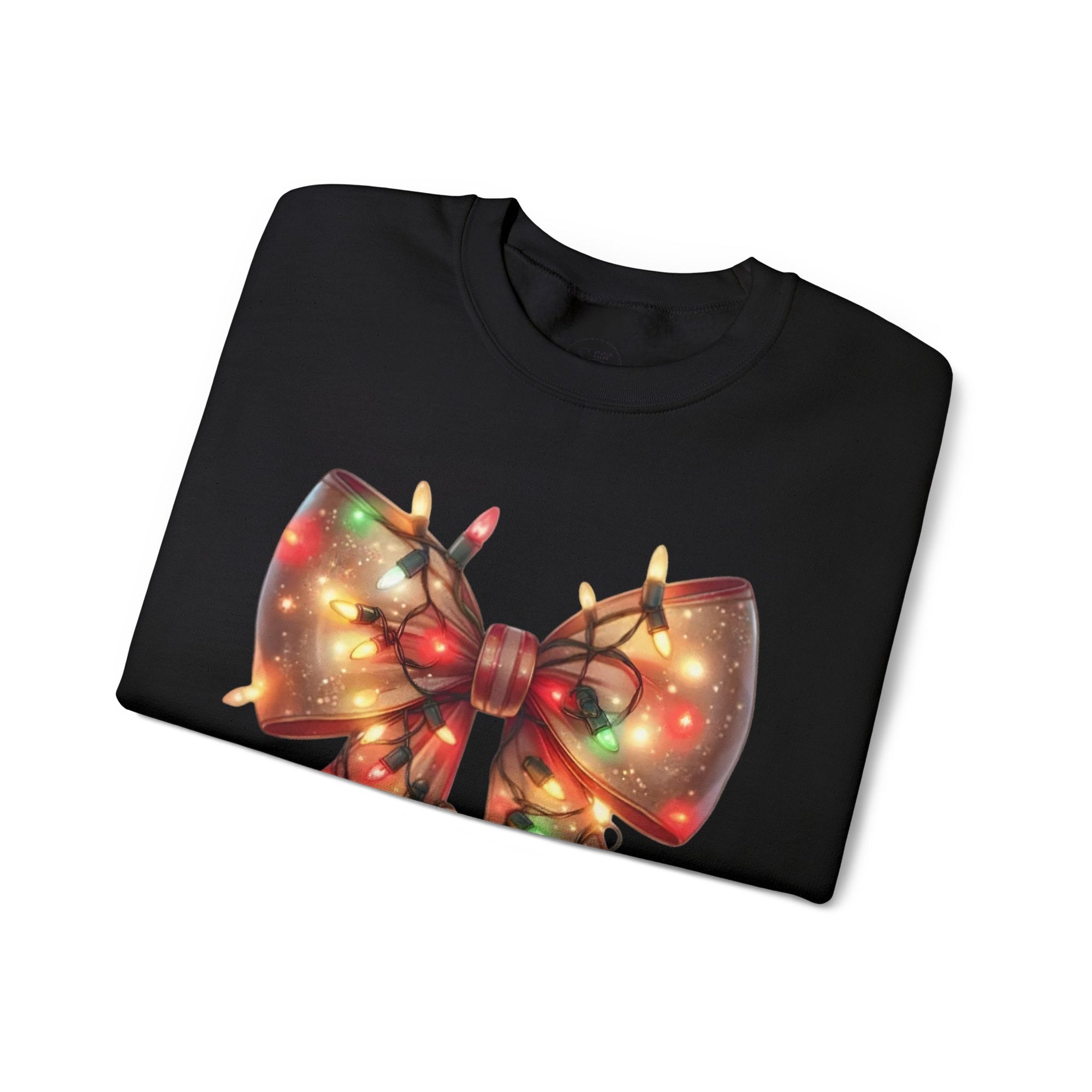 Festive Christmas Bow Sweatshirt | Holiday Lights Ribbon Pullover