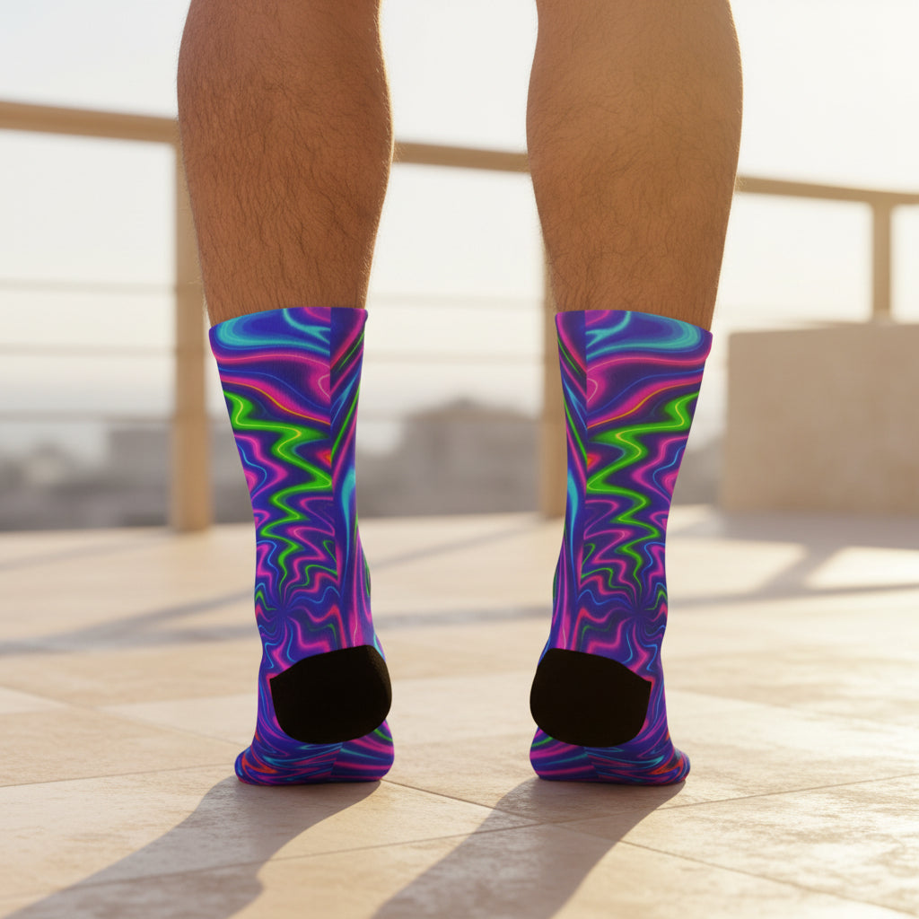 Vibrant Swirl Pattern Socks | Colorful Psychedelic Crew